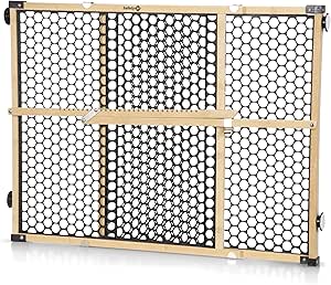 Safety 1st Bamboo Baby Gate for Doorways, No Drill Gate with Door, Dog Gates, Fits 28\\\