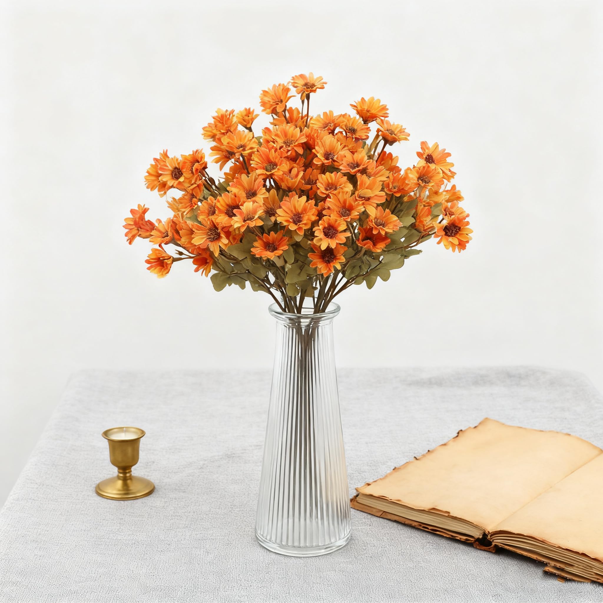 Generisch WQSIRYSTP 4 Bunches Kunstblumen Wie Echt, Hell Und Langlebig, Waschbar, Kann FüR Balkon, Partydekoration Verwendet Werden(Orange)