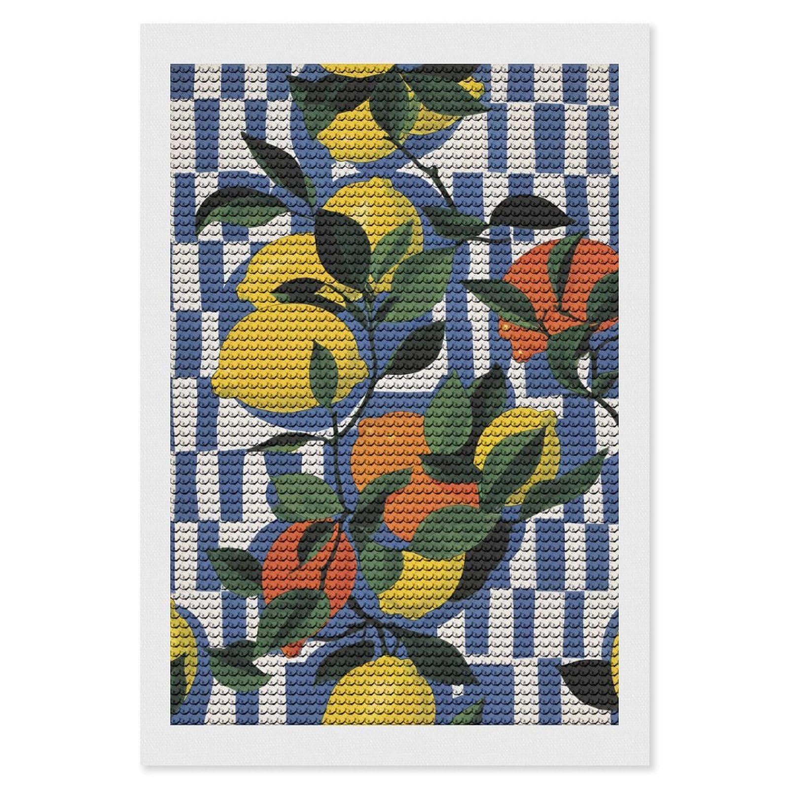 Junmoney Watercolor Italian Lemons Round Drill Diamond Painting 8"x12", for Women, Relaxing DIY Hobby, Bedroom Decor, Christmas Gift, Adhesive Canvas