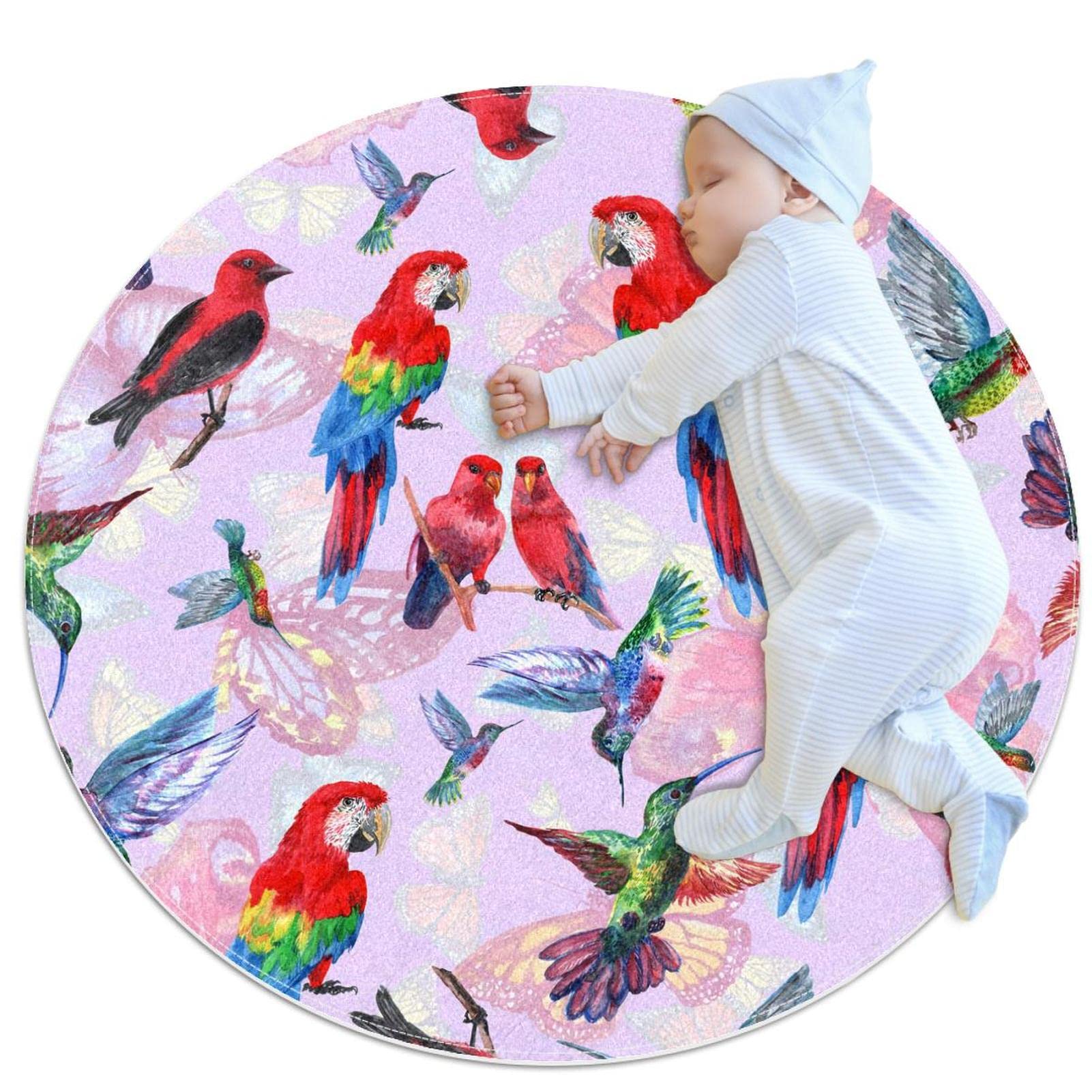 Tapis de jeu pour enfants rond 80cm anti-froid pour chambre fille et garçon