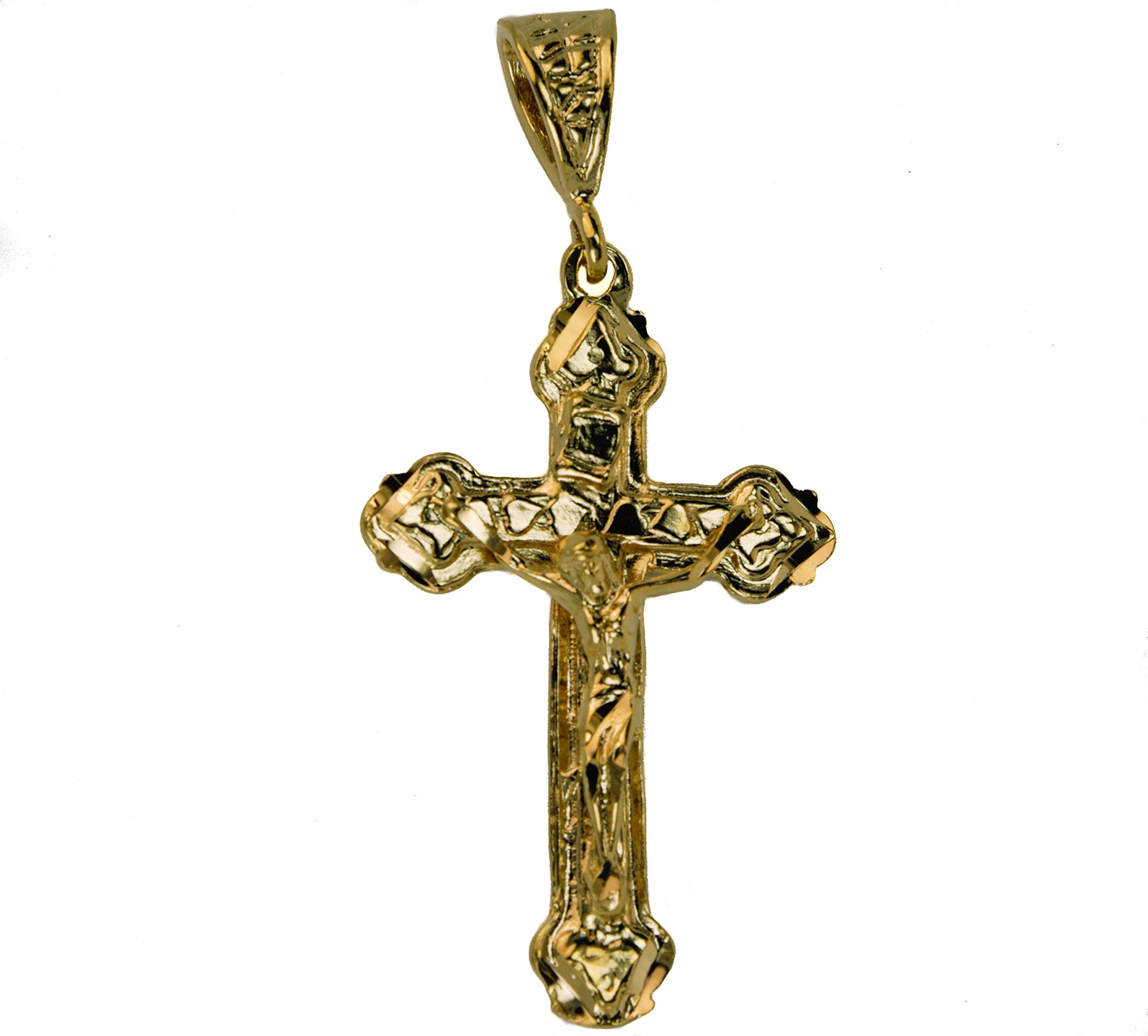 Celtic Crucifix Jesus Large Pendant Charm 18K Gold Overlay GFJLG45 F1D4N