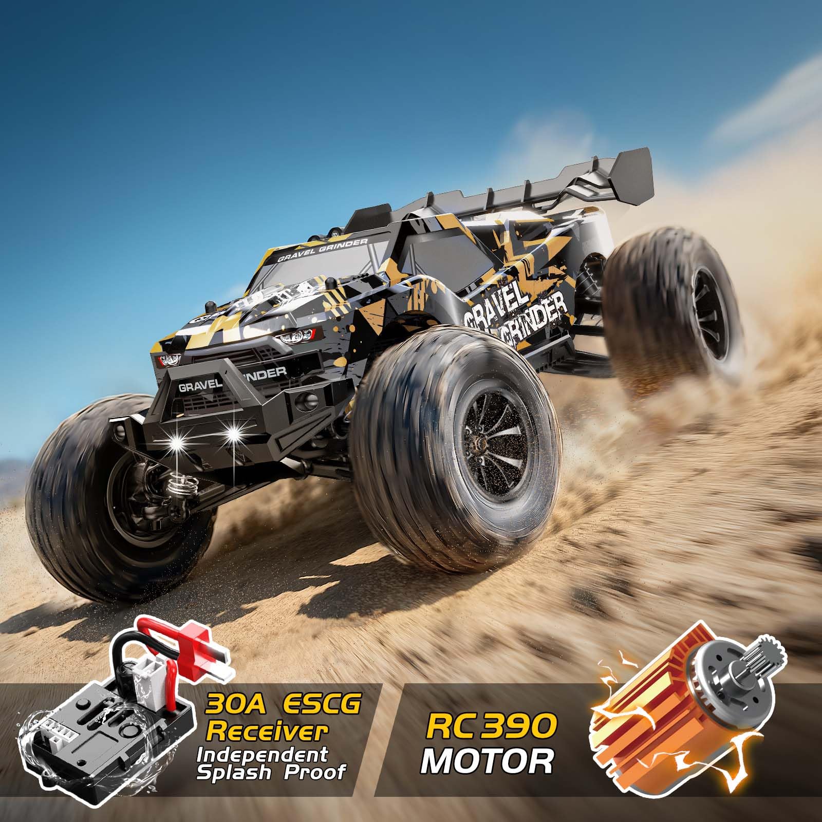 YESHIN Ferngesteuertes Auto 1:14 All-Terrain RC Auto für Erwachsene & Jungen, 4WD RTR Offroad RC Auto 40 km/h mit Vollmetall-Antrieb, ölgefüllten Stoßdämpfern, 2x1500-mAh-Akkus, 2 Karosserien