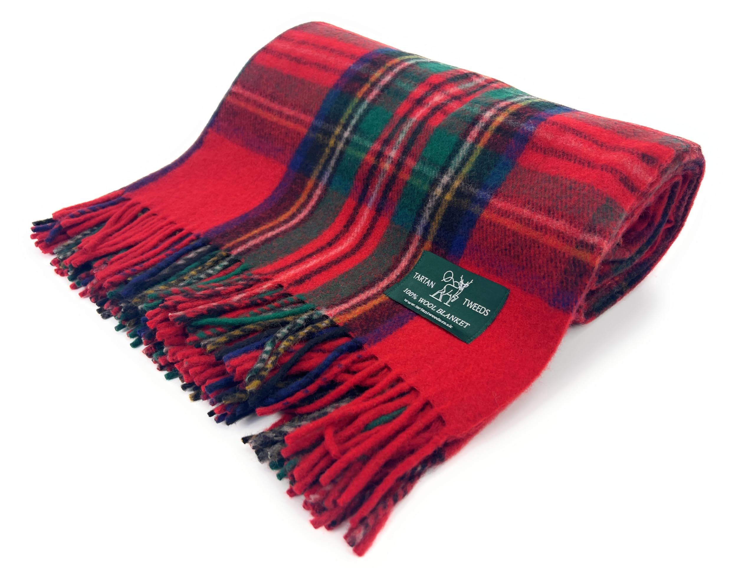 Tartan Wool Blanket, Cosy Warm, Bed or Sofa Throw (Royal Stewart, Full)