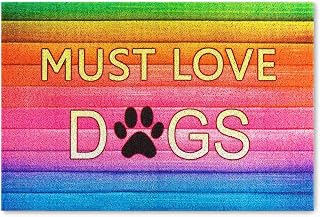 Darkyazi 23.6" x 35.4" Colorful Doormats Entrance Front Door Rug Funny Outdoors/Indoor/Bathroom/Kitchen/Bedroom/Entryway Floor Mats，Non-Slip Polyvinyl Chloride (Must Love Dogs-1)