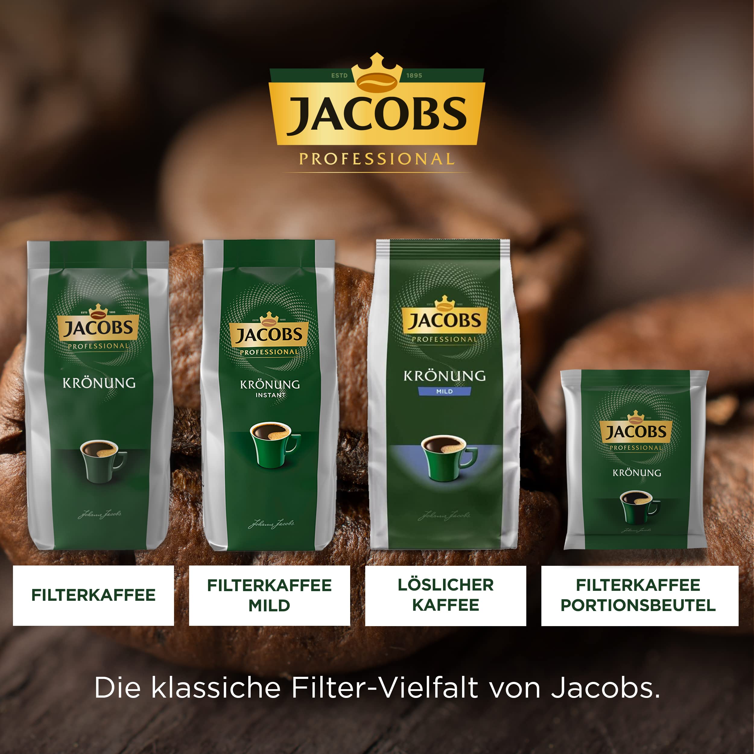 Jacobs Krönung Professional Filterkaffee, Portionsbeutel (80 Stück à 60g = 4,8kg), Portion für 2,2l-2,5l Kaffeekanne
