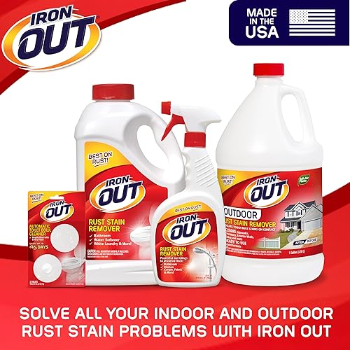 Vista 7 de Iron OUT removedor de manchas de óxido líquido, premezclado, elimina rápidamente las manchas de óxido del concreto, vinilo y otras superficies al
