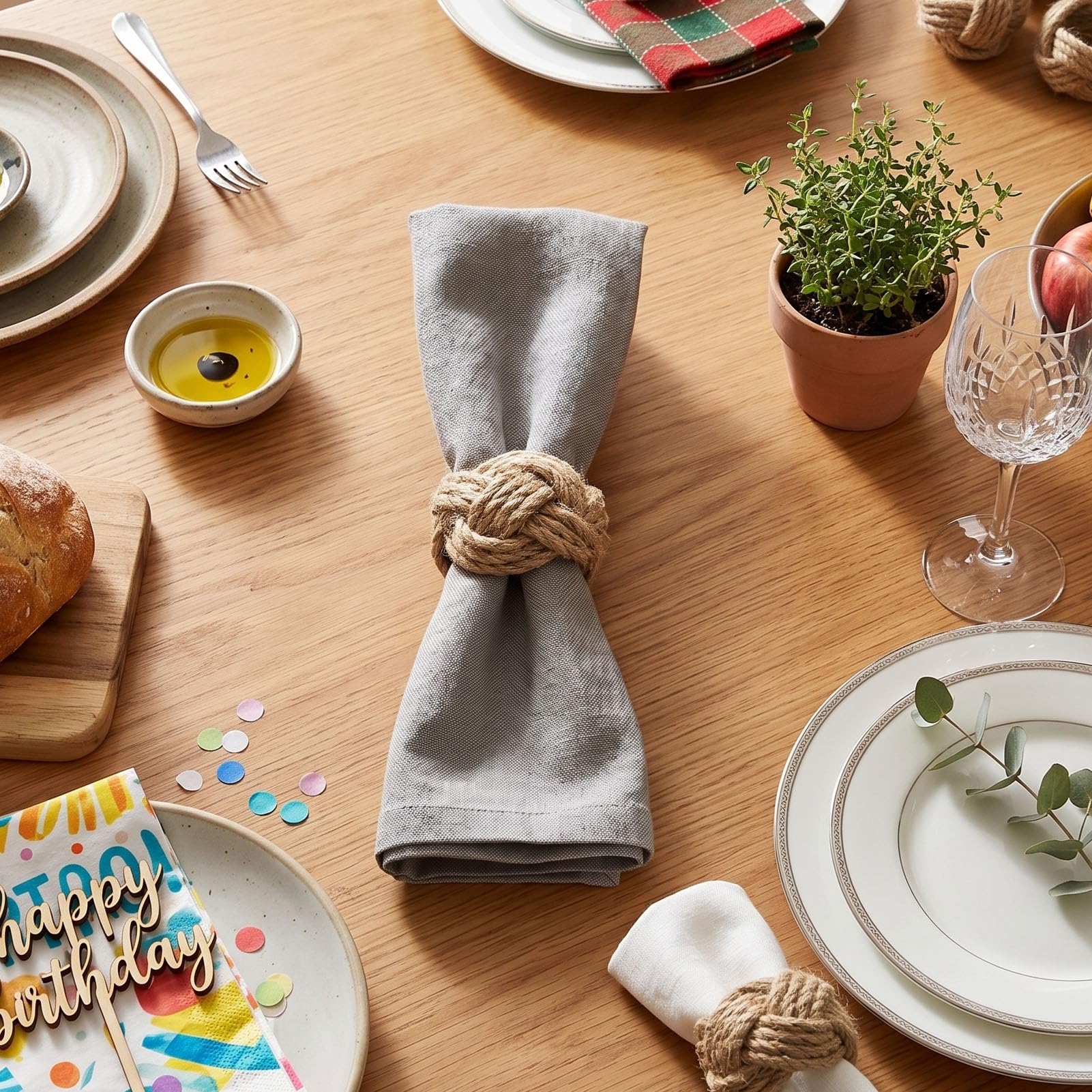 XUMIUZIY 24 Pezzi Portatovaglioli in Iuta Intrecciati Portacorda per Cena