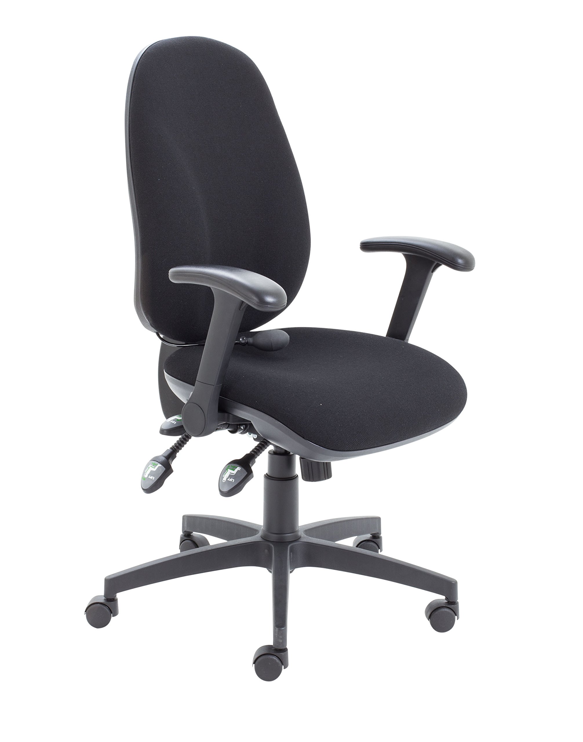 Office Hippo Physio Approved Desk Chair, Ergonomic Home & Office Chair With Adjustable Seat, Back & Lumbar Pump For Comfort & Support, Computer Chair With Flip Up Arms - Black