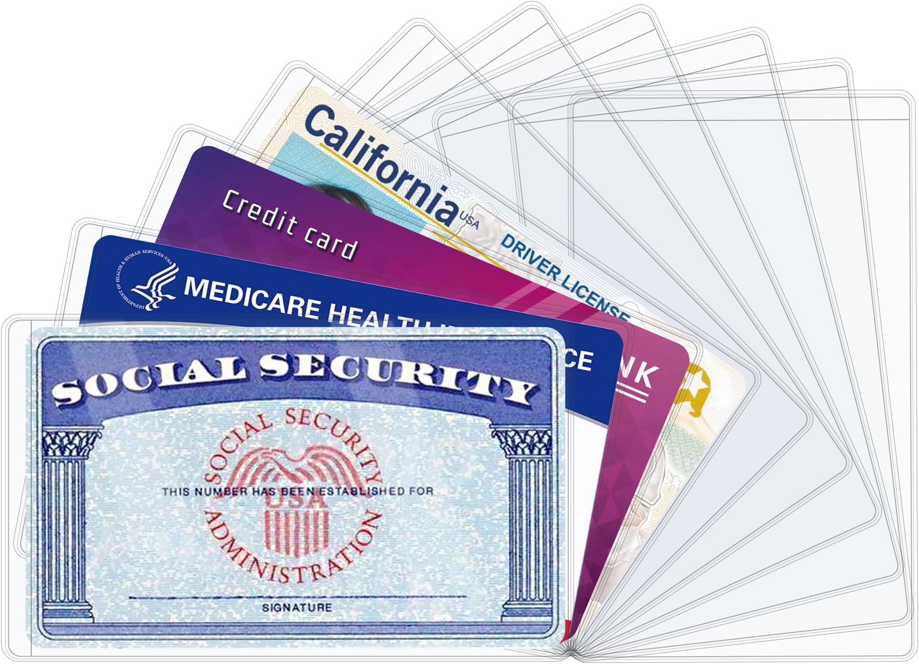 10 PCS Social Security Card Protector Sleeves,31 Mil Soft Clean Waterproof SSN/New Medicare/Credit Card Holder, Soft ID/Debit/Credit Card Covers