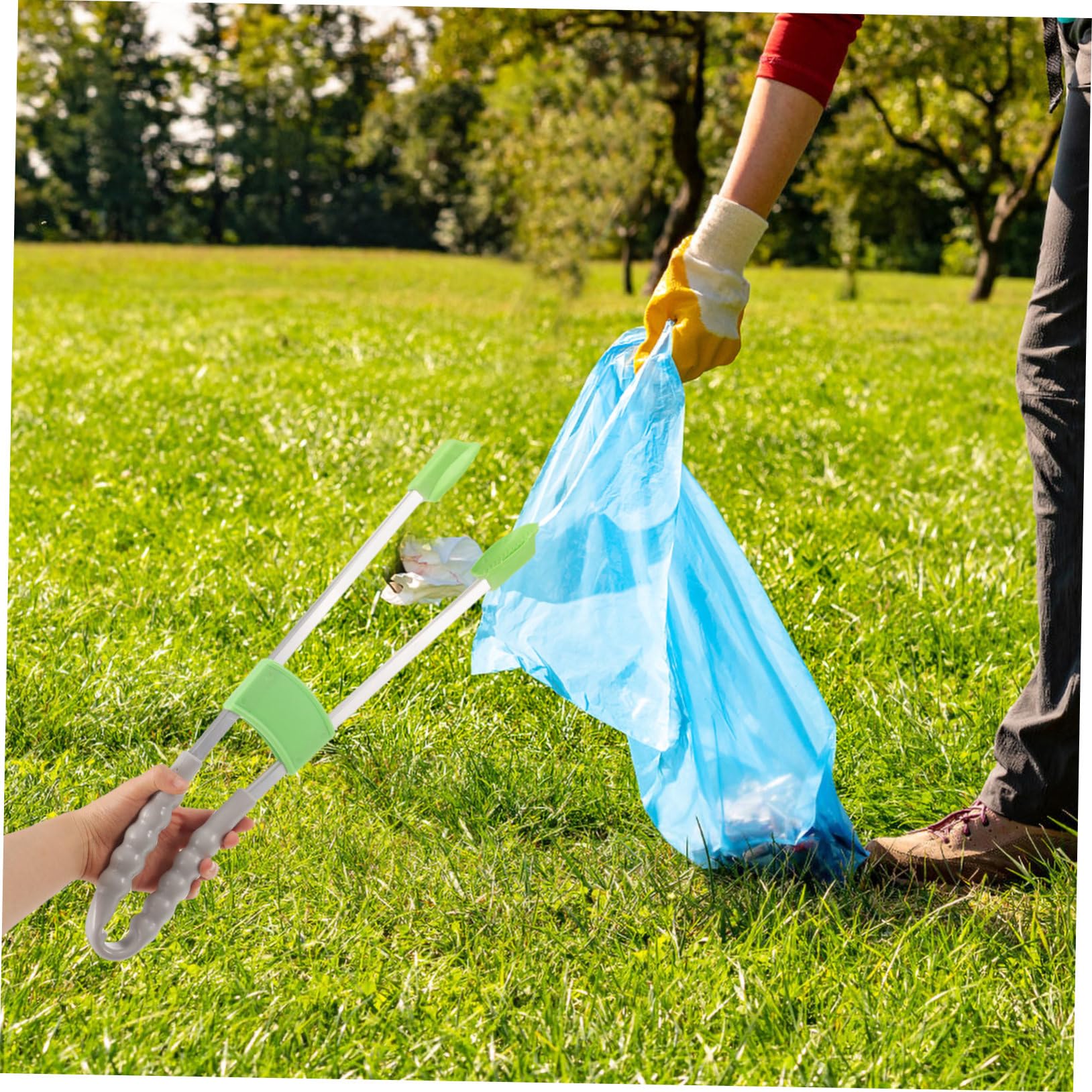 VILLFUL Sanitation Tool Waste Paper Grabber Long Handle Easy -up for Elderly and Home Use