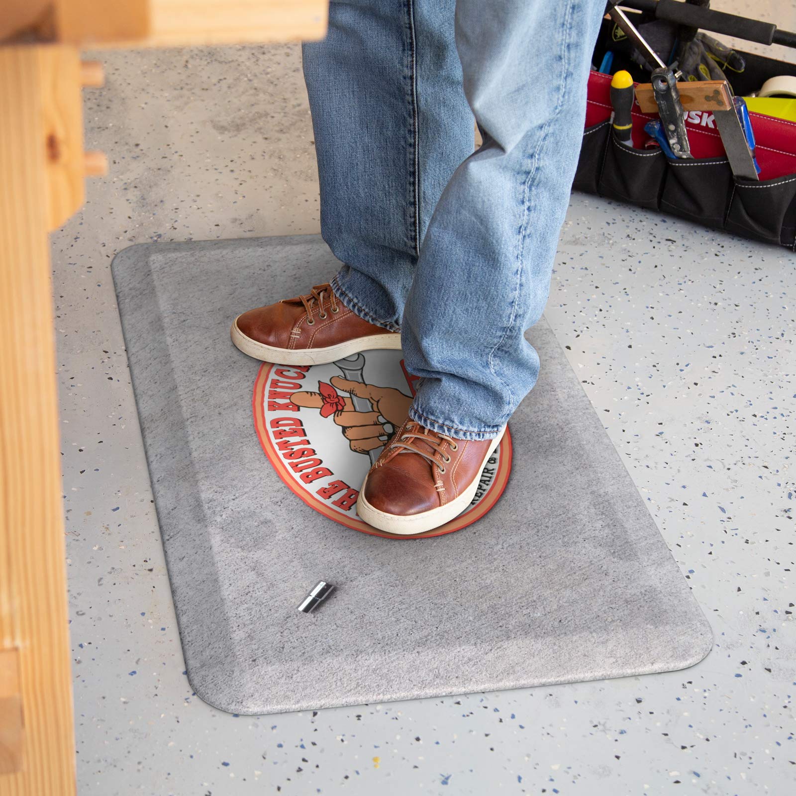 Busted Knuckle by GelPro 3/4” Thick Energy Return Foam Garage Mat for Standing, 20x32, Grey 10MM Socket