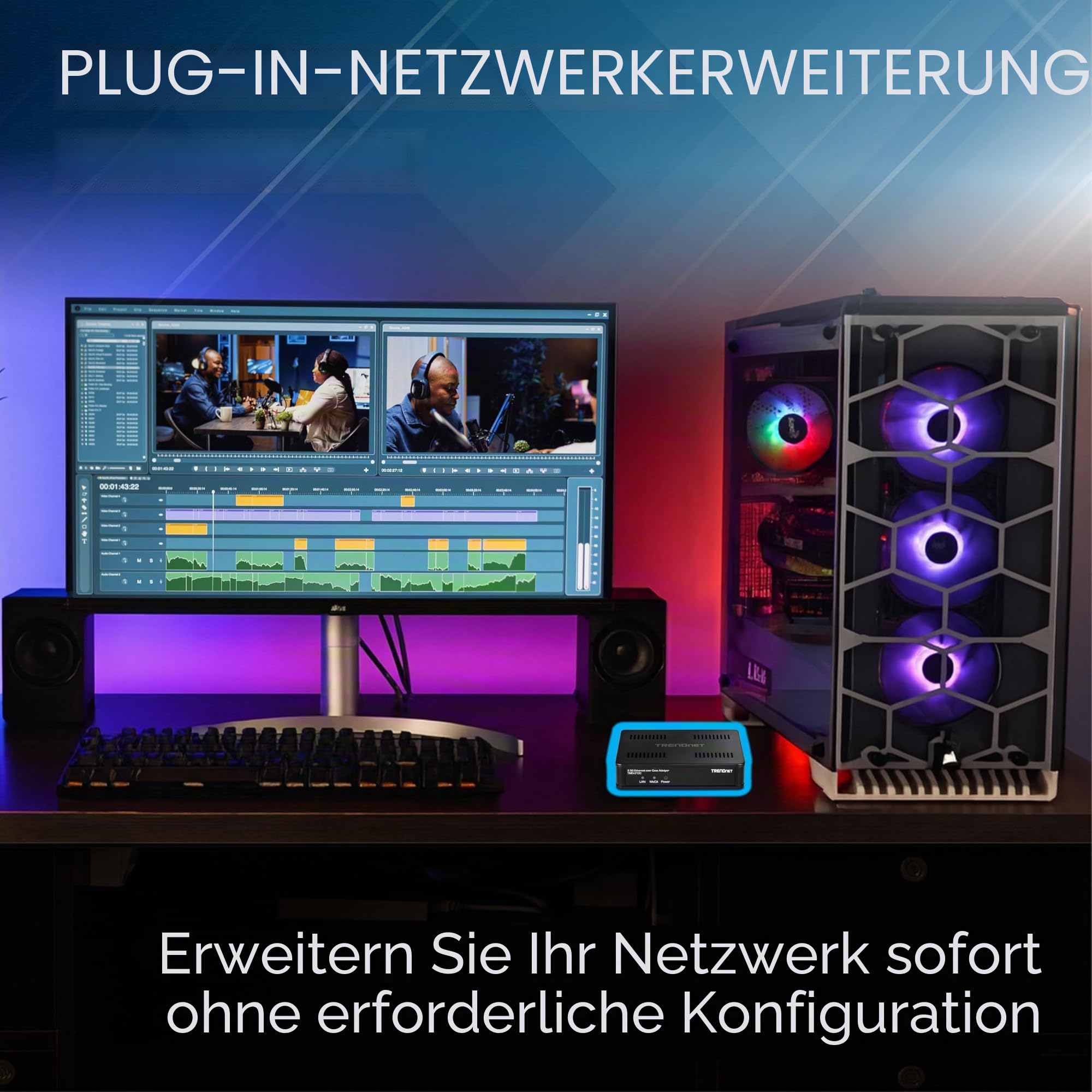 TRENDnet 2,5 Gbit/s Ethernet-Over-Koax-Adapter, TMO-313C, 1 x MoCA-Koaxial-F-Buchse, 1 x 2,5 Gbit/s RJ45-LAN-Port, NDAA- und TAA-konform