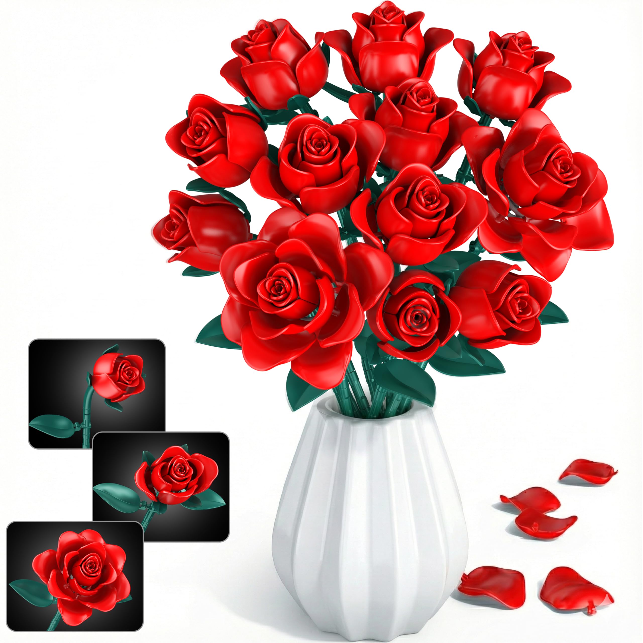 Ramo de flowers artificiales de rosas para regalo del Día de la Madre y Navidad 8