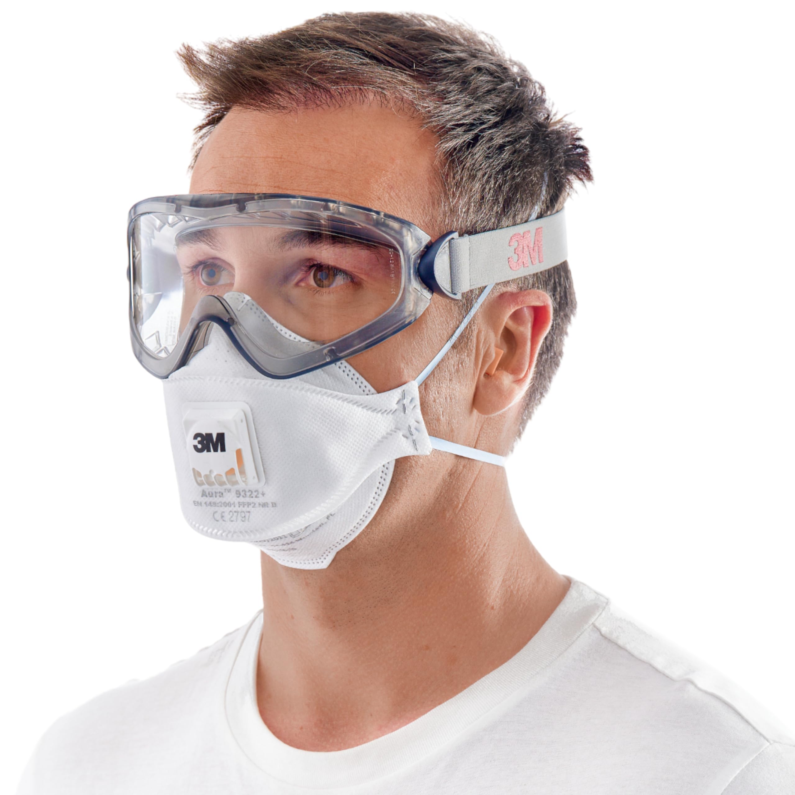 3M Sicherheitsbox (mit Atemschutzmaske, Halbmaske, Gehörschutzstöpsel und Arbeitsschutzbrille, sicherheitsausrüstung für Baustelle oder Werkstatt, inkl. Zubehör) 1000MCWE
