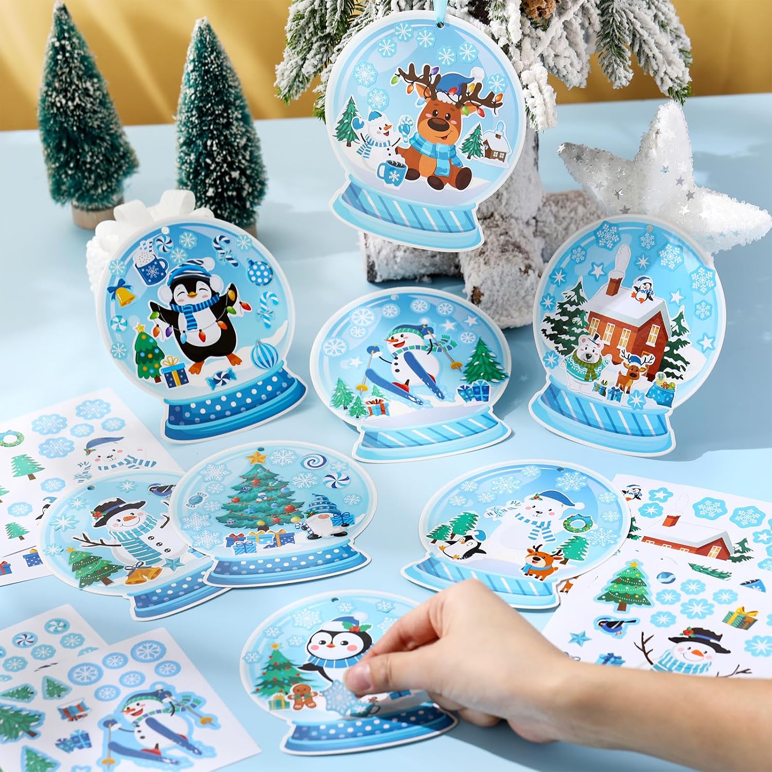 Chiisong 48 Pcs Christmas Craft Kits for Kids DIY Christmas Ornament Kit Make Your Own Xmas Arts and Crafts Xmas Decor with Stickers for Holiday Class Home Party Favors Supplies(Snow Ball) image 4