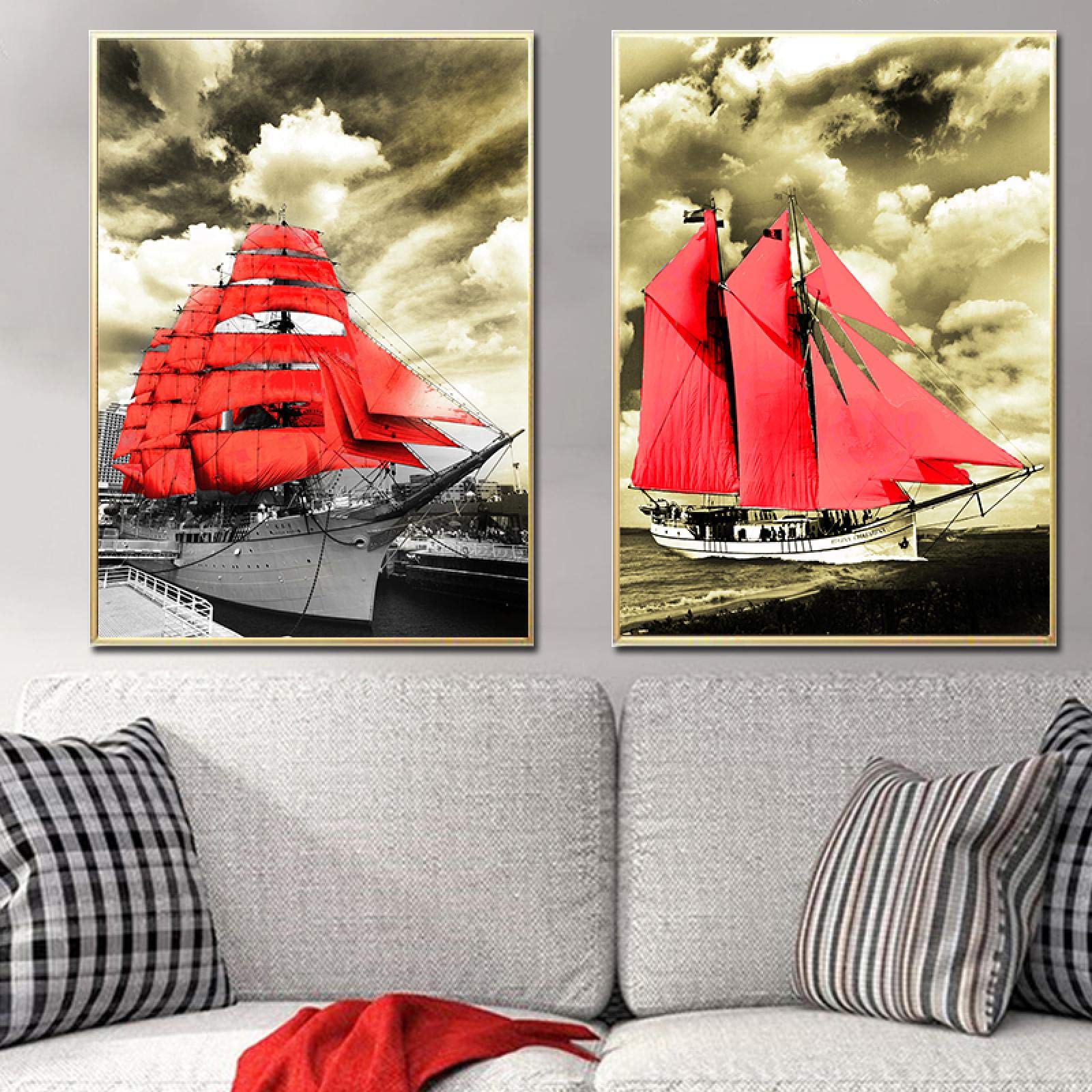 Affiches et impressions de bateau rouge pour art mural - 8