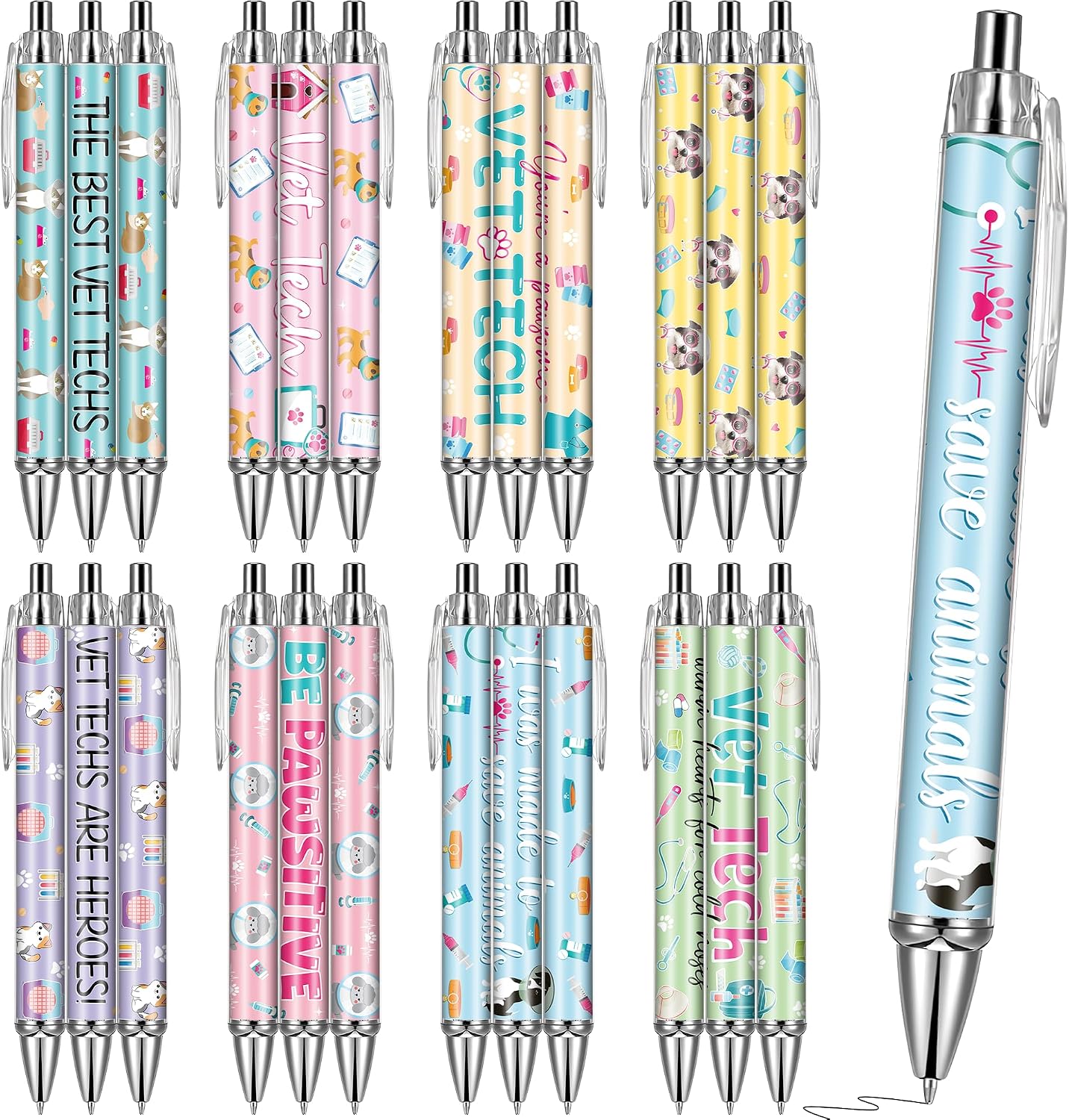 Vet Tech Week Gifts - 24 Pcs Cute Veterinary Dog Ballpoint Pen
