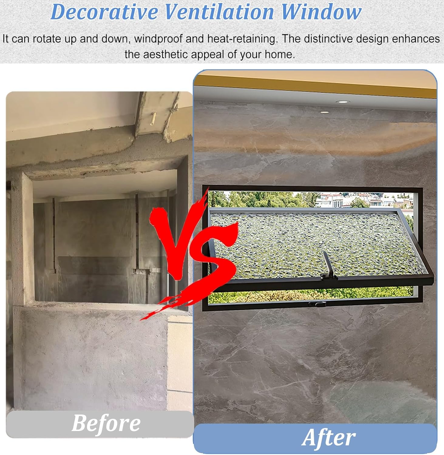 Replacement Window with Tempered Glass and Rotatable Handle for Bathroom, Playhouse, or Shed Installation