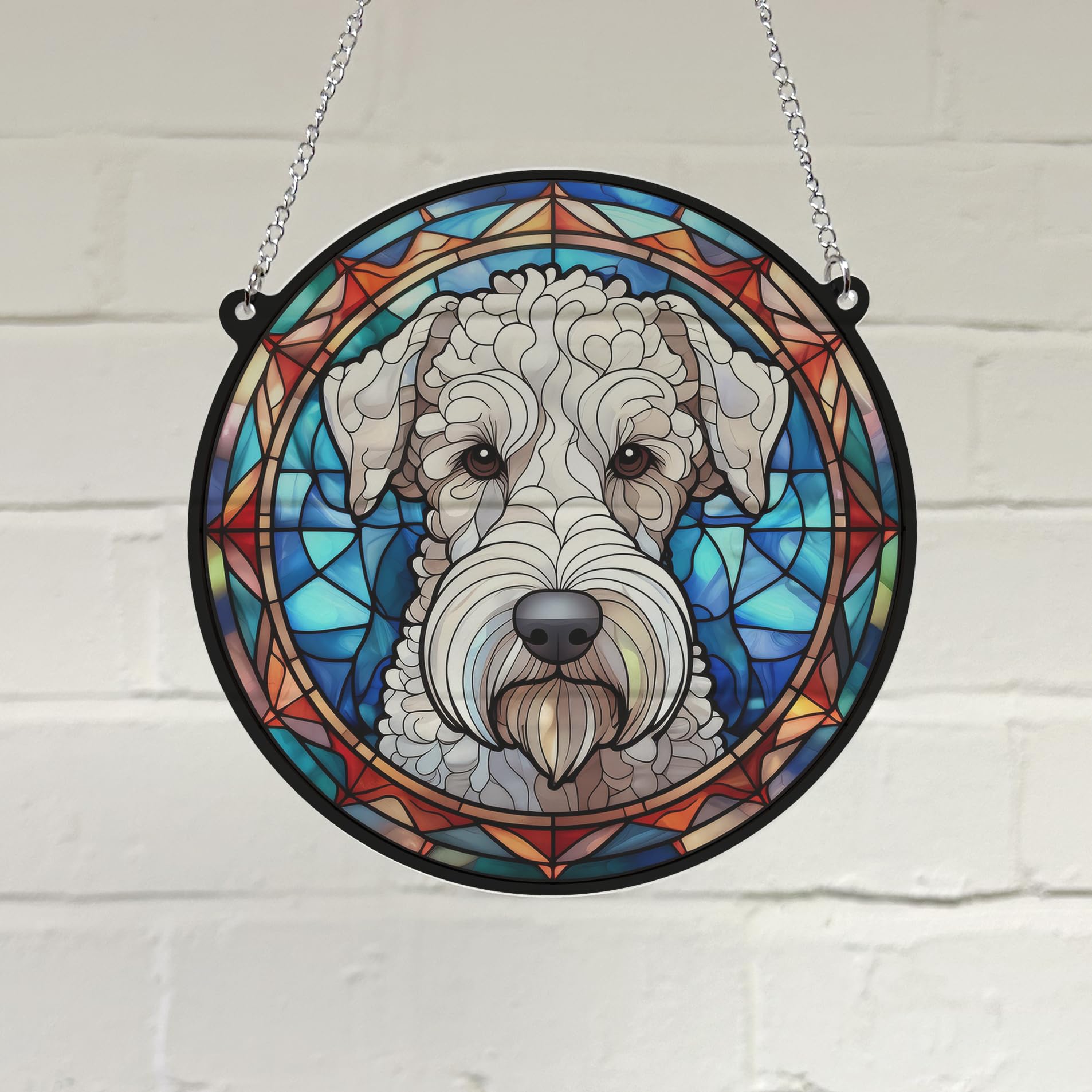 Bedlington Terrier Stained Glass Effect Suncatcher Gift for Dog Lovers - 13cm - Image 2