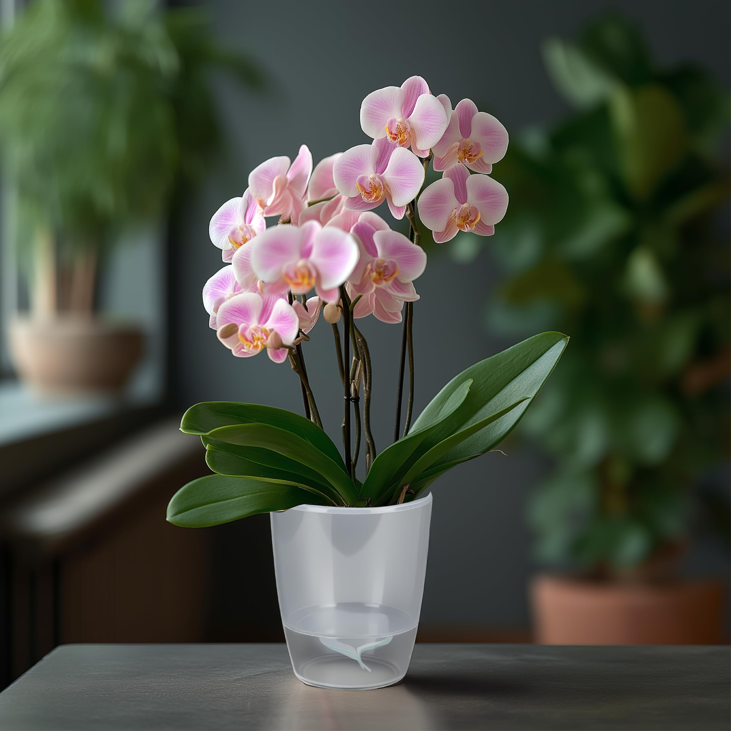 Santino Maceta para Orquídeas Ø 12cm Maceta Autorriego con Sistema de Mecha e Indicador de Nivel de Agua para Interior (Ø 12cm - 1,3L - Transparente) — view 4