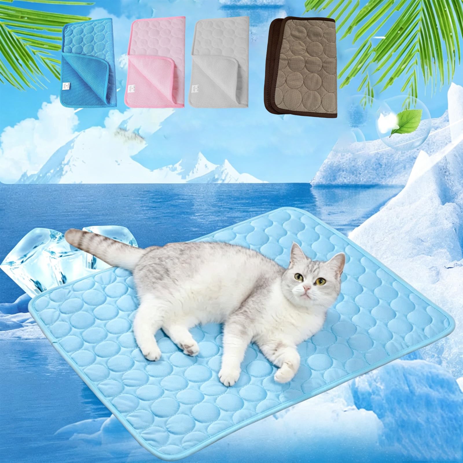 Snrtevu ChillyBreeze Cooling Mat – 2026 New Dog Cooling Mat, Reusable, 3-Layer Cooling, Washable, Zero Gel, Safe Materials, Easy Carry, Keeps Pets, Kids & Adults Cool (50 * 40CM,BLUE)