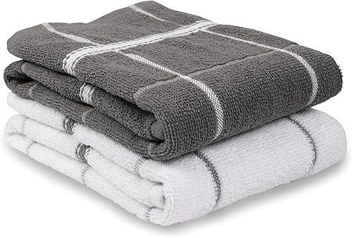 Miniatura 1 de MALLOWEX Juego de 2 paños de cocina de rizo de 16 x 26 pulgadas, paños de cocina súper suaves y absorbentes, trapos de cocina 100% algodón para