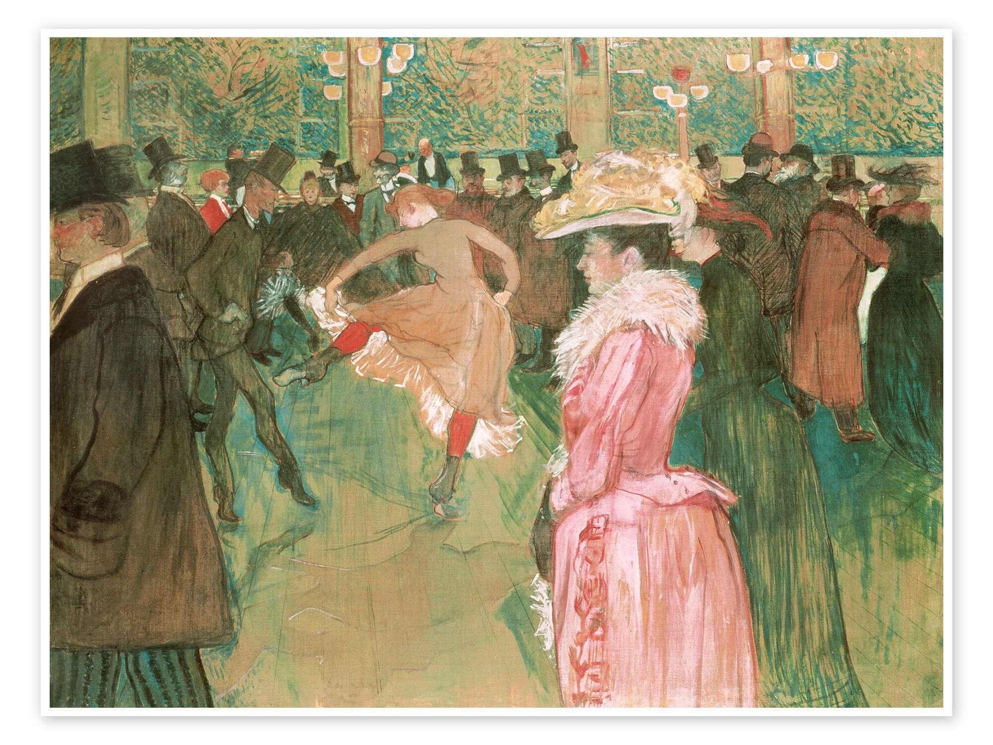 Posterlounge The dance at the cabaret Poster | 120 x 90 cm di Henri de Toulouse-Lautrec Quadri Decorazione per pareti