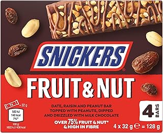 Snickers Fruit & Nut Milk Chocolate Snack Bars Multipack 4 x 32g