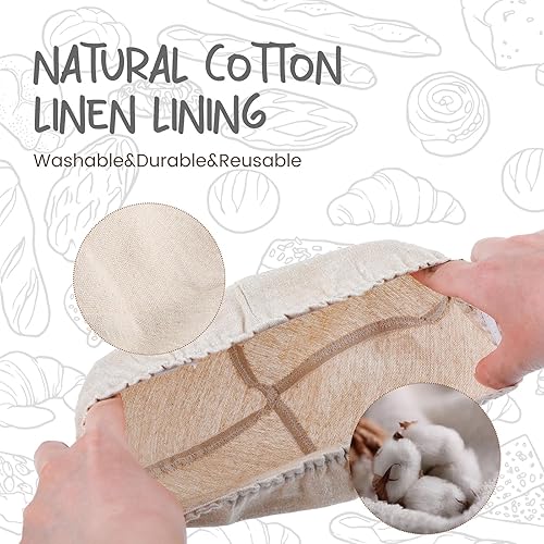 Miniatura 3 de DOYOLLA - Canastilla de ratán ovalada para darle forma al pan a medida que leuda la masa. Canastilla y funda, 1 unidad, Beige