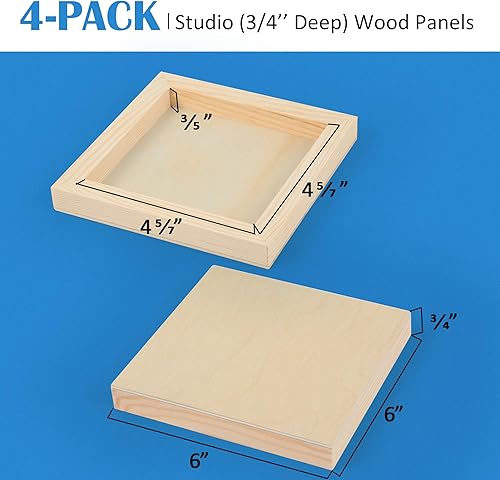 Miniatura 10 de Falling in Art Falling in Art - Juego de 4 paneles de lienzo de madera de abedul sin terminar, paquete de 4 tablas de cuna de estudio de 8 x 10