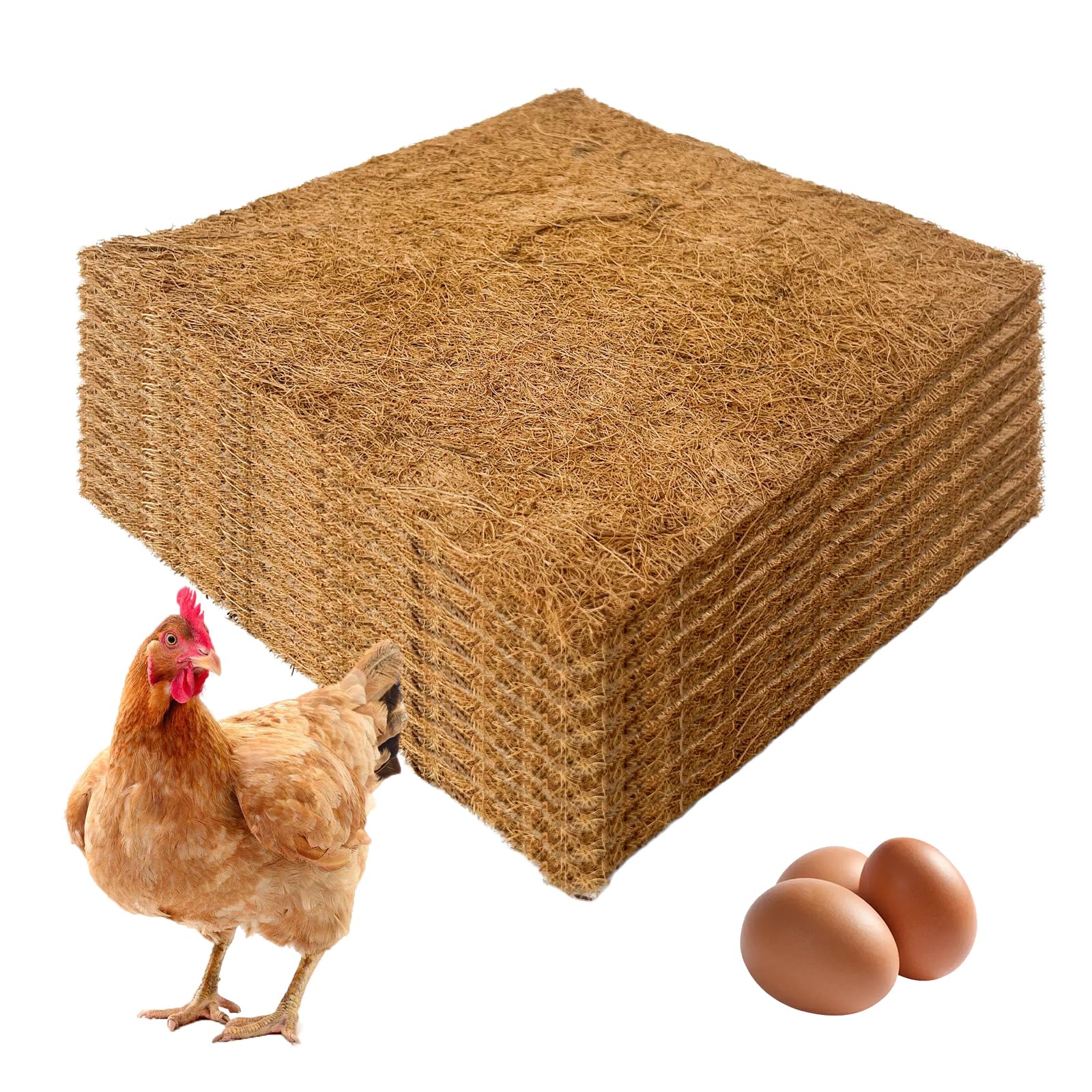 Zestaw 10 mat do gniazd dla kur - 30 x 30 cm - Zagęszczenie - Maty kokosowe - Wielokrotnego użytku - Akcesoria do ochrony kurnika i jaj
