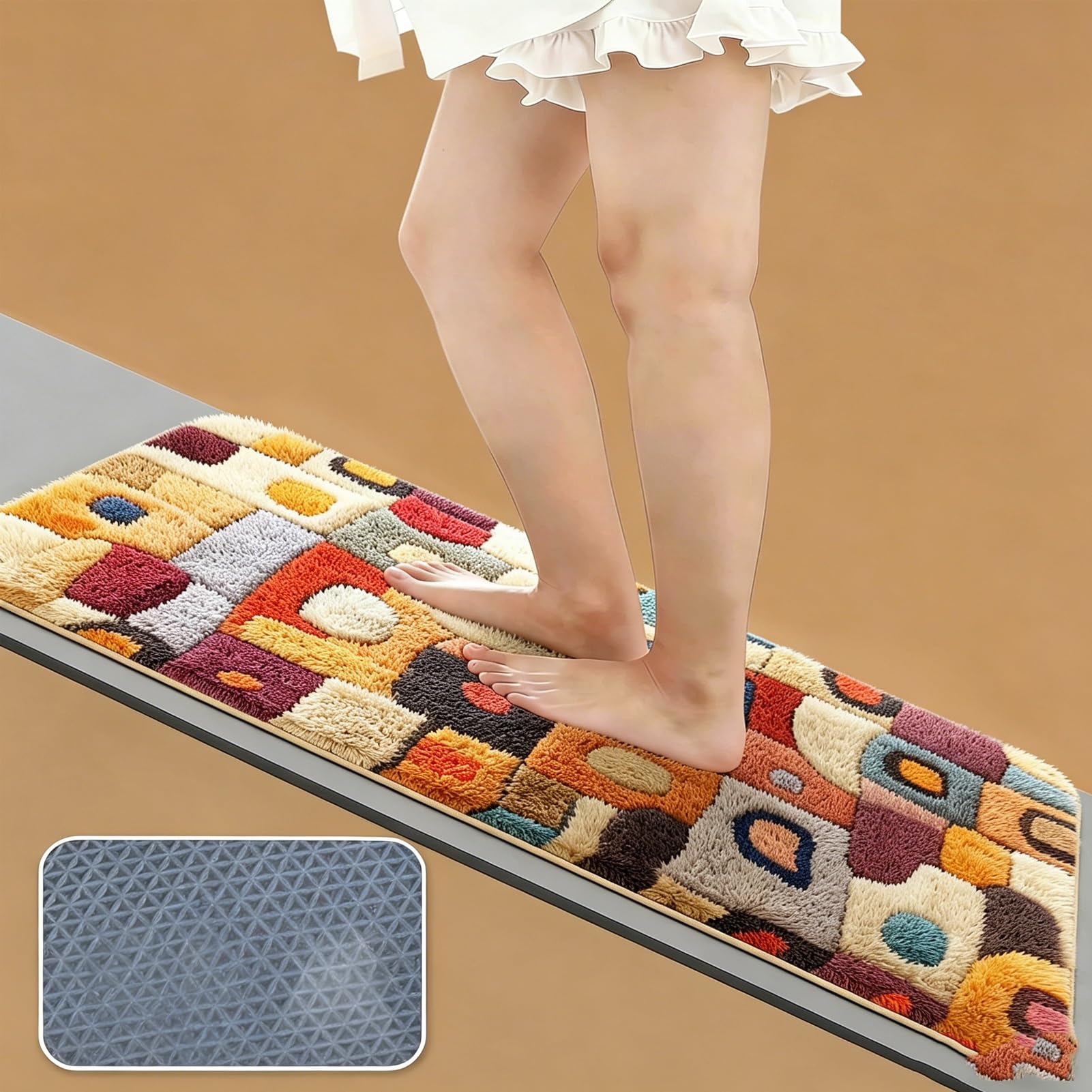 Badematte, rutschfeste, weiche Badematte, saugfähig, weicher, Dicker Badteppich für Badewanne, Duschboden, bunt, maschinenwaschbar(50x80cm(19.7x31.5inch))