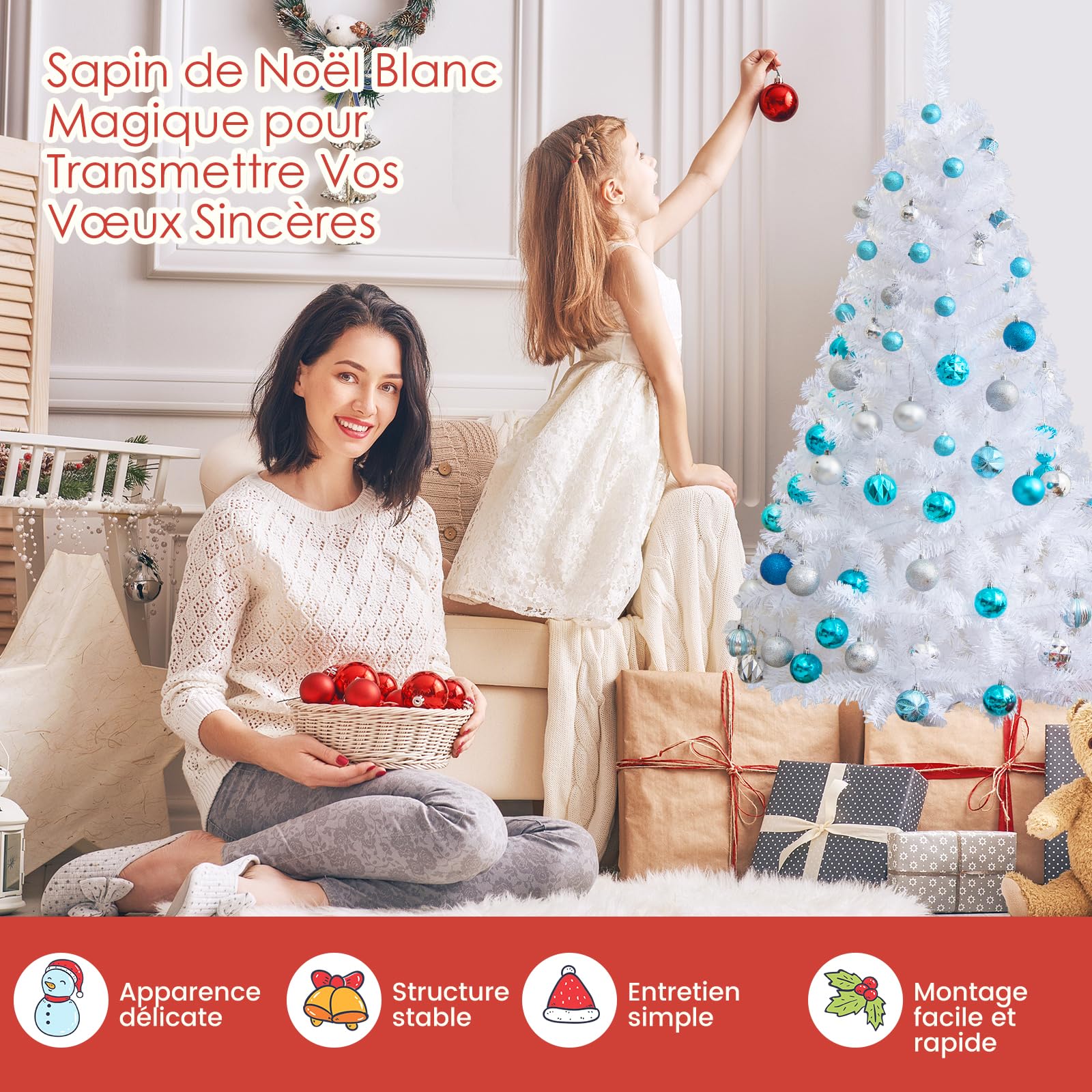Sapin De Noël Artificiel Lumineux 360cm GYMAX - 800 LED Blanches Chaudes, 2517 Branches, Pour Intérieur/extérieur - 12