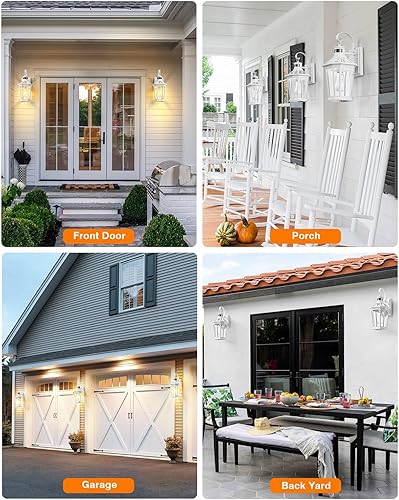 Miniatura 7 de VIANIS Farol de pared para exteriores con sensor de movimiento, lámpara exterior del anochecer al amanecer, montaje en pared, moderna luz blanca
