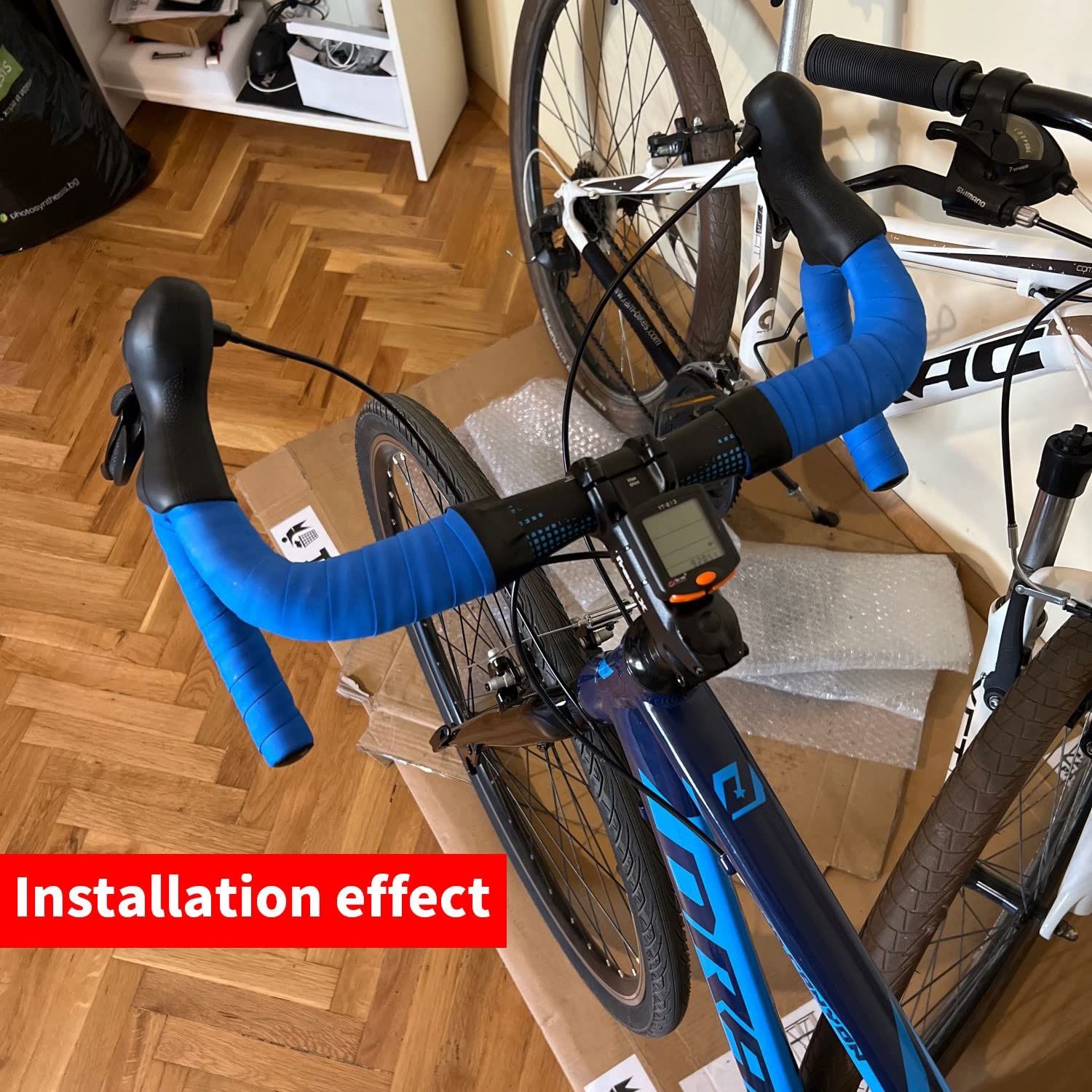 HIMALO 31.8mm Road Bike Bent Handlebar 380mm/400mm/420mm/440mm Racing Handlebars Drop 125mm Reach 80mm Aluminium Alloy Bars (Color : Blue, Size : 380mm)