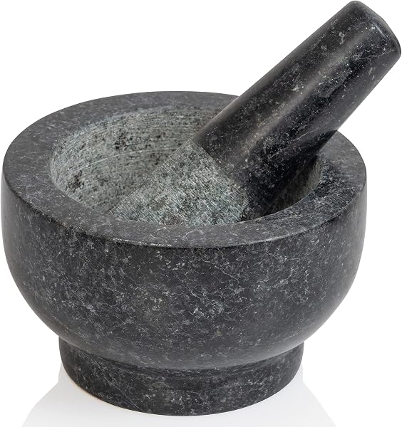 Maxam Mortar and Pestle Set 5 Inch Heavy Natural Granite