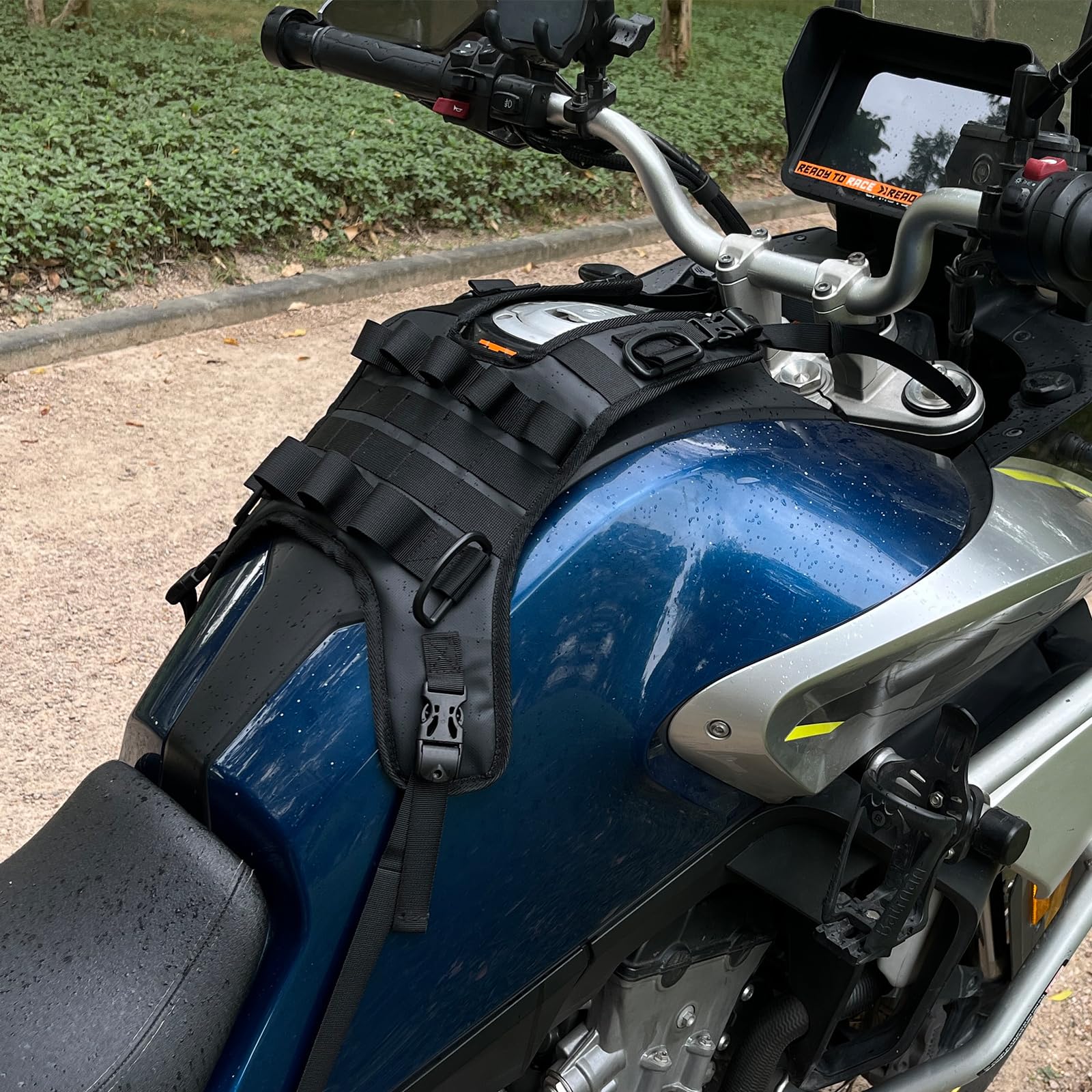Base de Montage Universelle pour Sac de réservoir de Moto, Couvercle de réservoir pour Sac de réservoir de Carburant/Sac de Pare-Chocs/Sac de Barre de Choc (Tank Mount Waterproof)