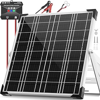 Voltset Solar Panel Kit 20W 12V, Solar Battery Trickle Charger Maintainer, Waterproof Solar Panel + Upgrade Charge Control...
