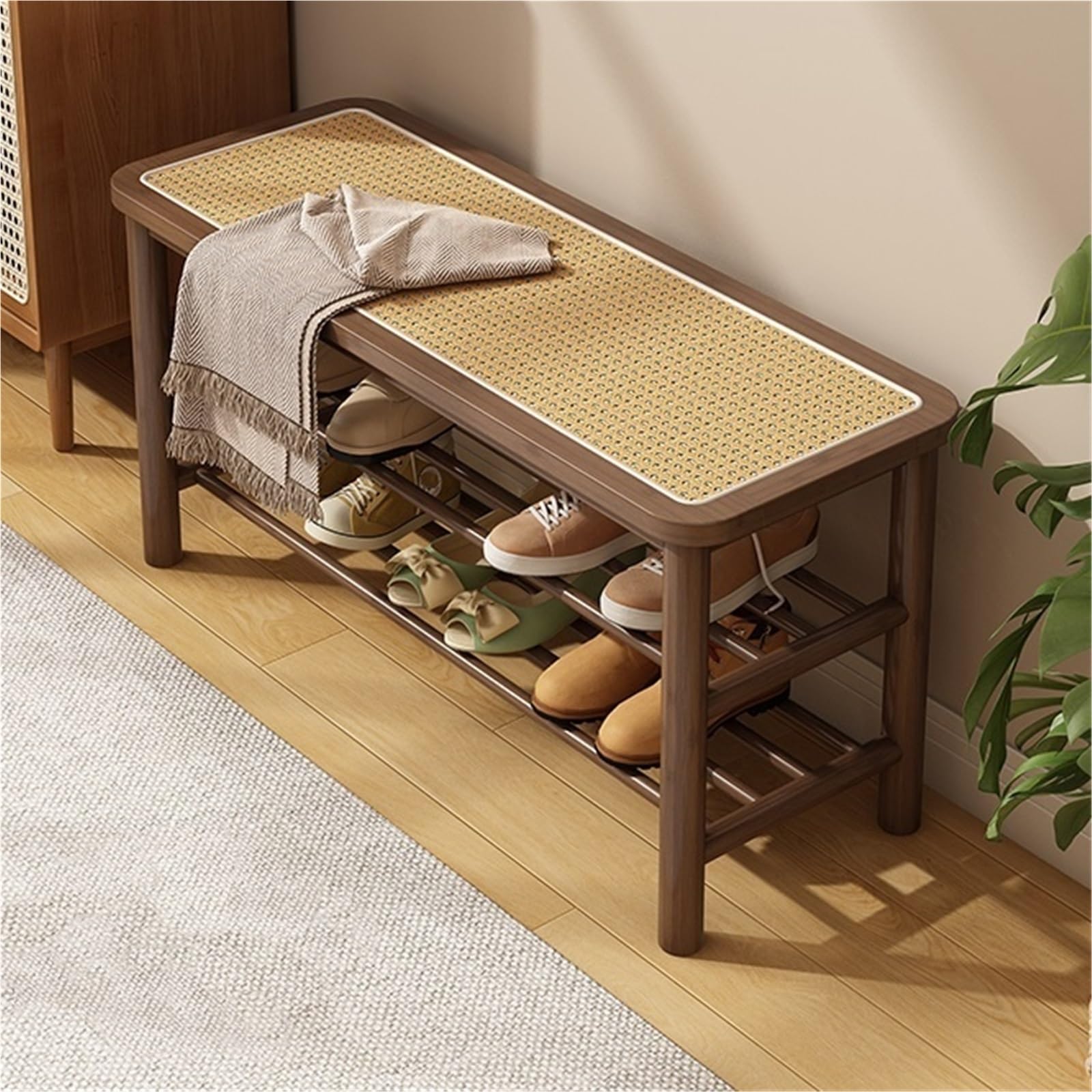IvyLoutish Entryway Storage Bench Entrance Shoe Rack Shoe Changing Stool Bench with Shoe Storage Rustic Style Shoe Organizer for Living Room Entryway Hallway,Ideal for Home