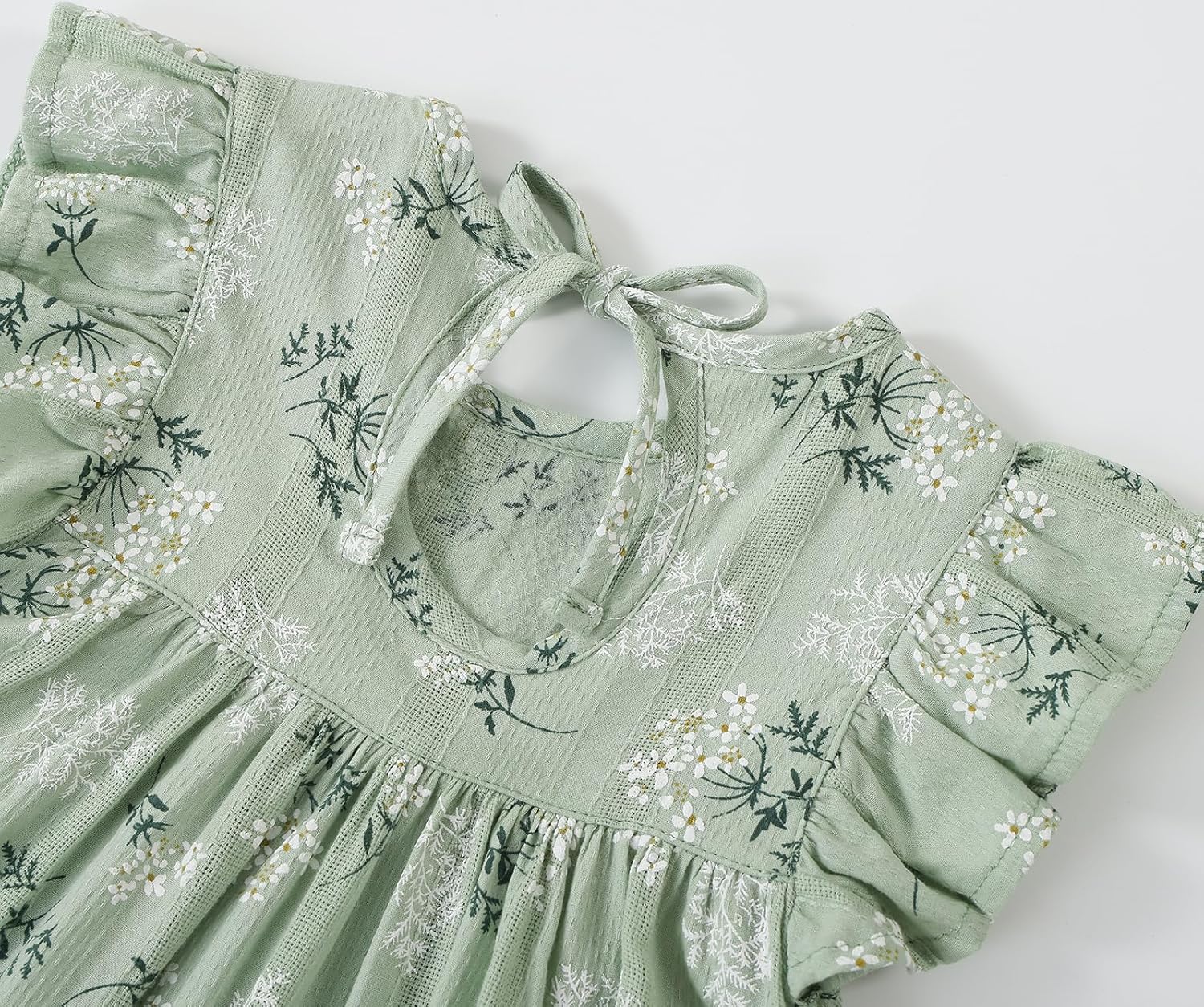 Toddler Dress Baby Girls Cotton Linen Ruffle Sleeve Tiered Swing Casual Summer Boho Dresses 5T 2-green Floral image 4 of 6 B0D21Z2DWZ