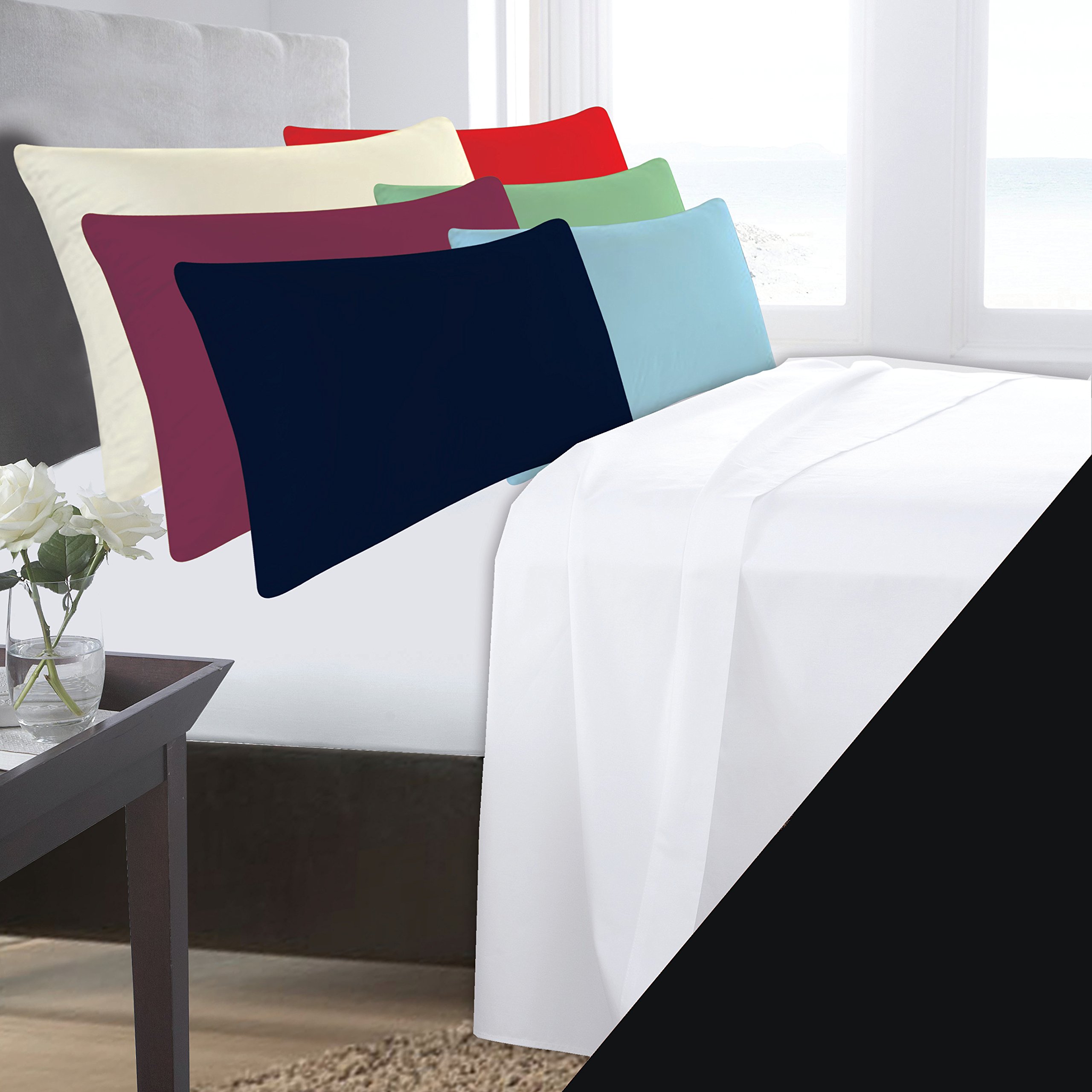Ambiance One Pair Of Housewife Polycotton Pillowcases In Black 68 Pick Luxurious Bedding