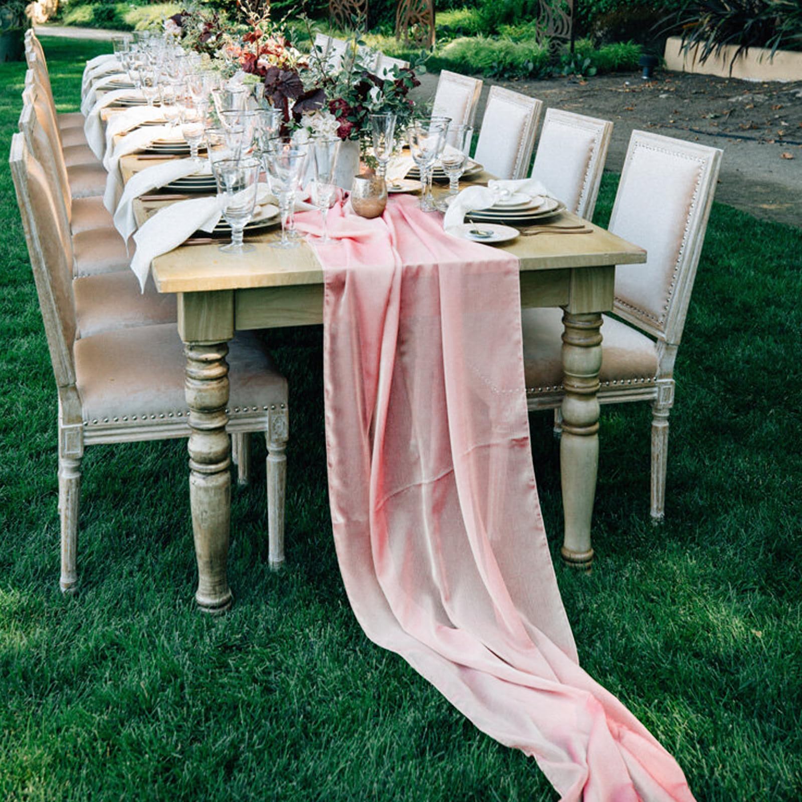 Confezione da 10 runner da tavola in chiffon rosa confetto, da 3 m, runner da tavola per matrimoni, feste di compleanno, decorazioni per la tavola (304,8 x 30,5 cm)