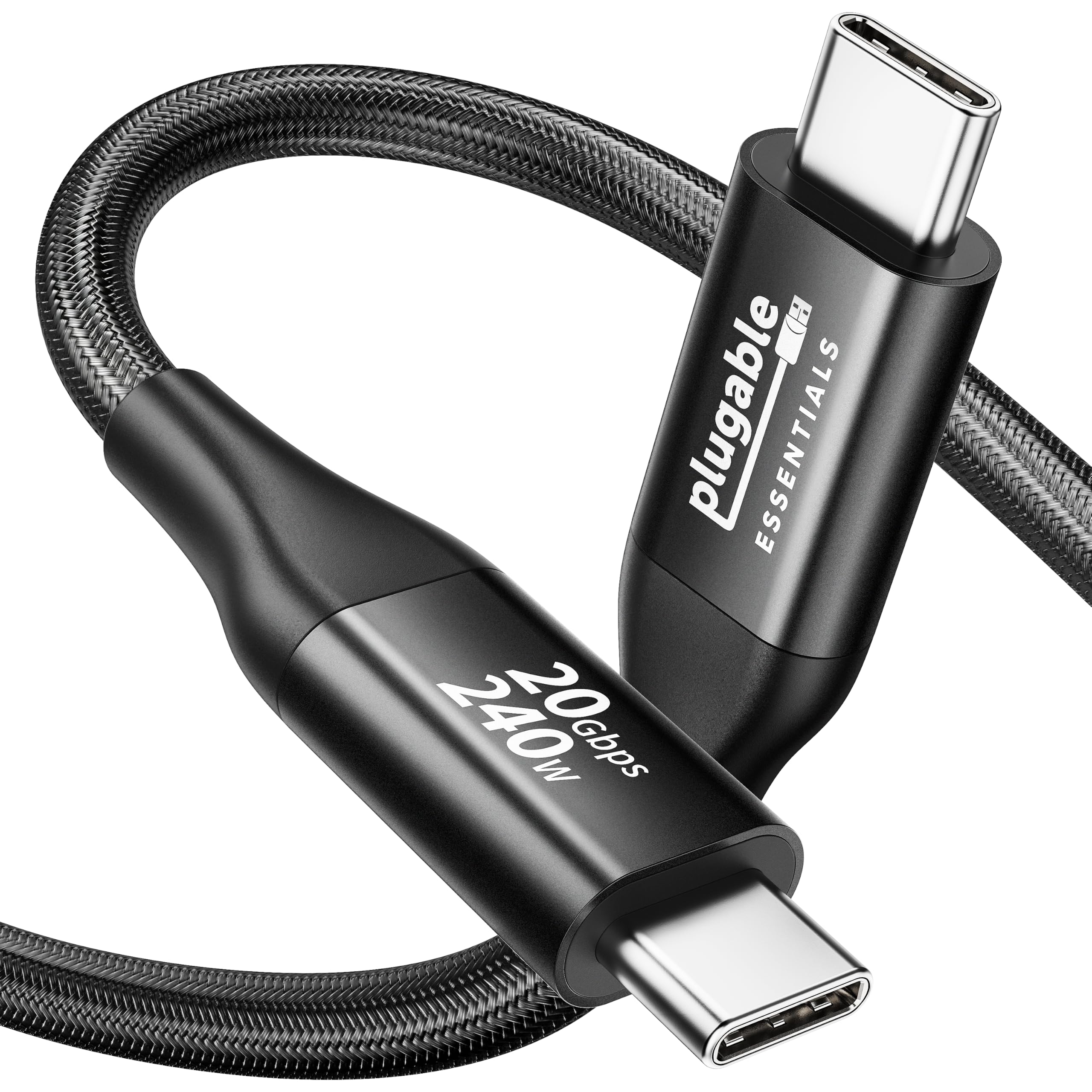 Plugable USB C Monitor Cable 3.3FT, 4K@144Hz USBC 3.2 Gen 2X2 Display Cable | 8K@30Hz Video Output, 20Gbps Data Transfer, 240W PD Charging Braided Type C Fit for iPhone 17, MacBook, SSD, Portable Monitor