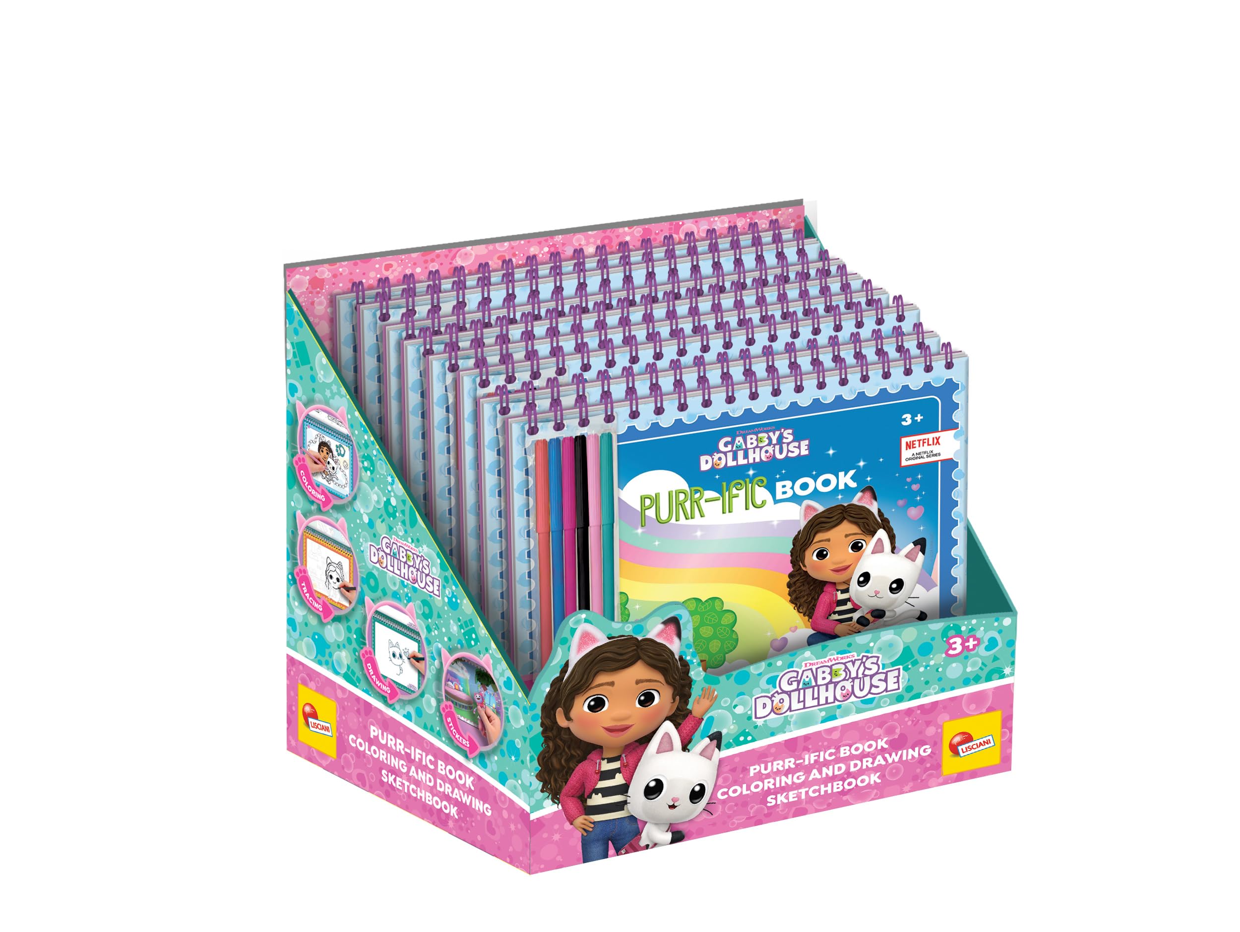 Lisciani, GABBY'S DOLLHOUSE, PURR-IFIC Colouring & Drawing Book For Children From 3 Years, 30 Customisable Pages - Image 4