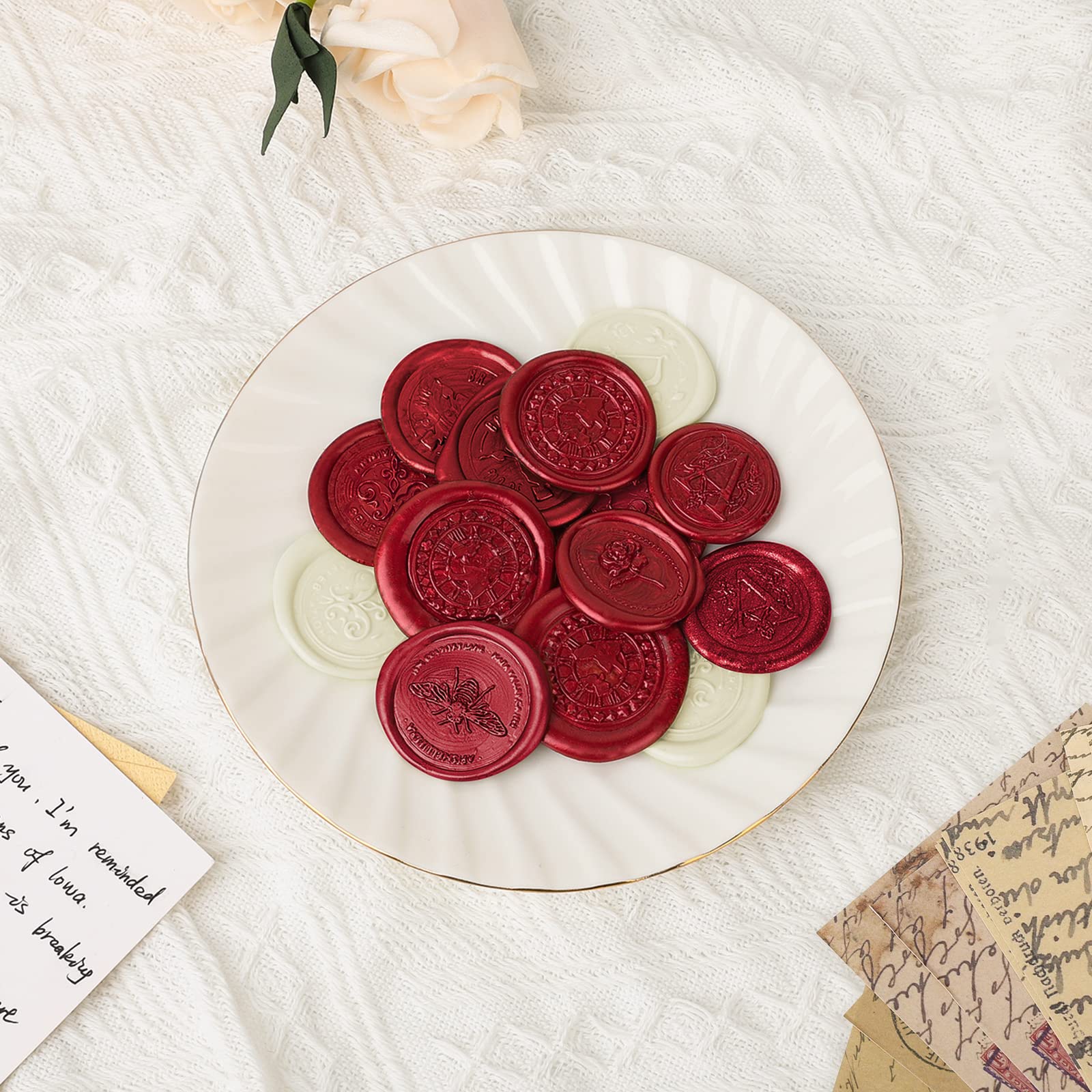 Varillas de cera para sello de cera, oro antiguo metálico, ideal para invitaciones de boda, sobres de tarjetas, correos de caracol, paquetes de vino, ideas de regalo de Navidad, paquete de 10 unidades