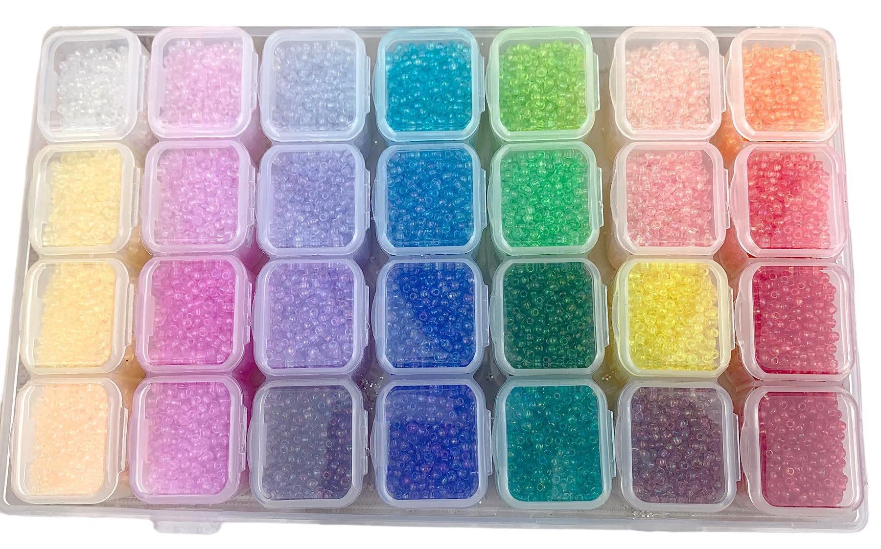 Amazon.co.jp: 2mm 28色 ガラスビーズ 透明芯 セット DIY 透明 円形 