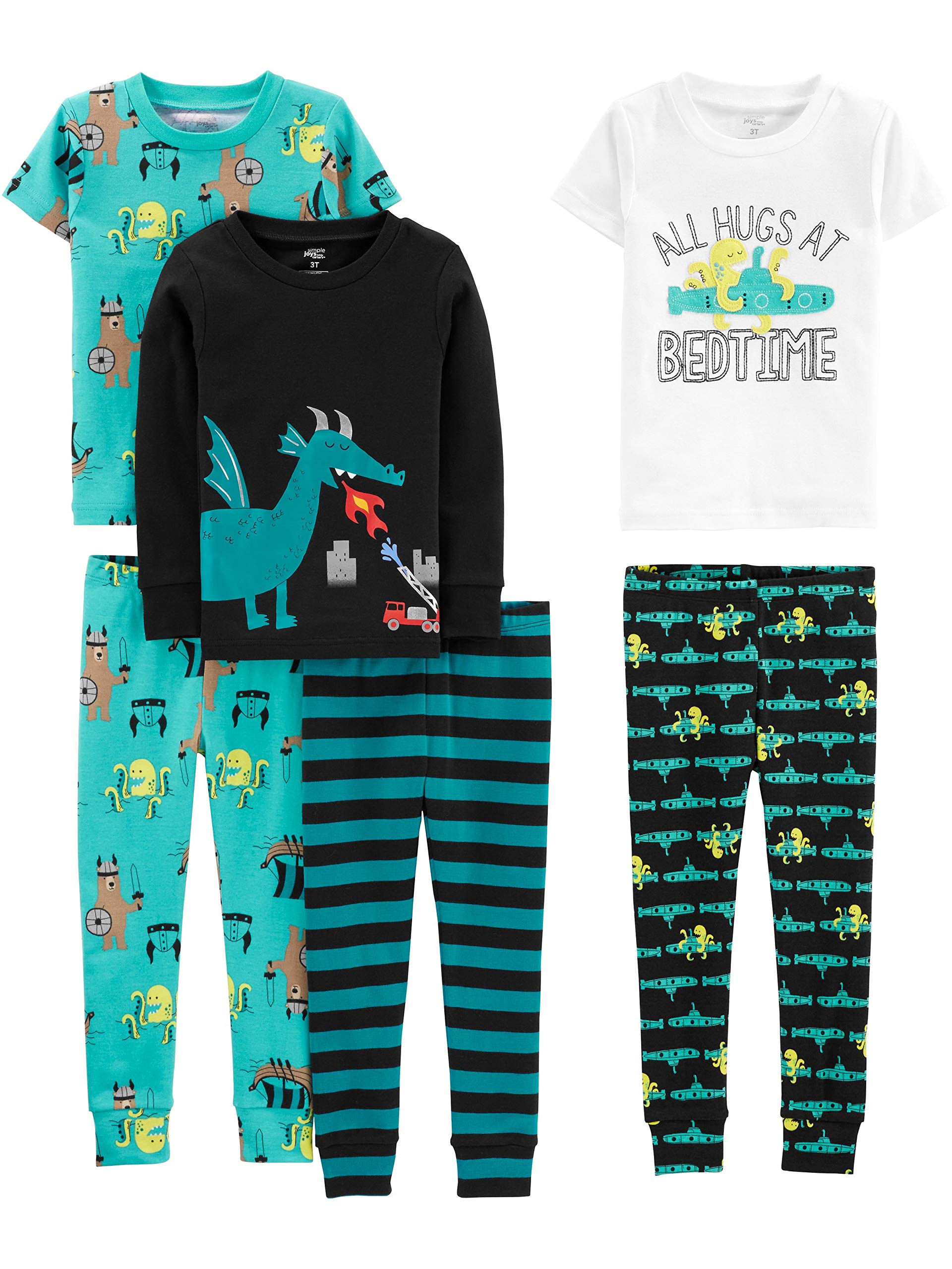 simple joys by carter39s boys39 6-piece snug fit cotton pajama set