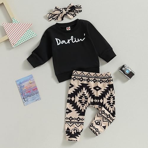 Miniatura 2 de Hnyenmcko Conjunto de sudadera de manga larga con cuello redondo y pantalones casuales para bebé niña