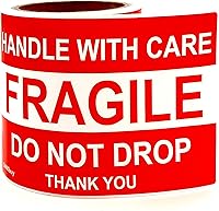 Vista 14 de 3 x 5 pulgadas, 100 calcomanías frágiles para envío: fácil de rasgar, adhesivo permanente, mango con calcomanías de cuidado para caja de envío