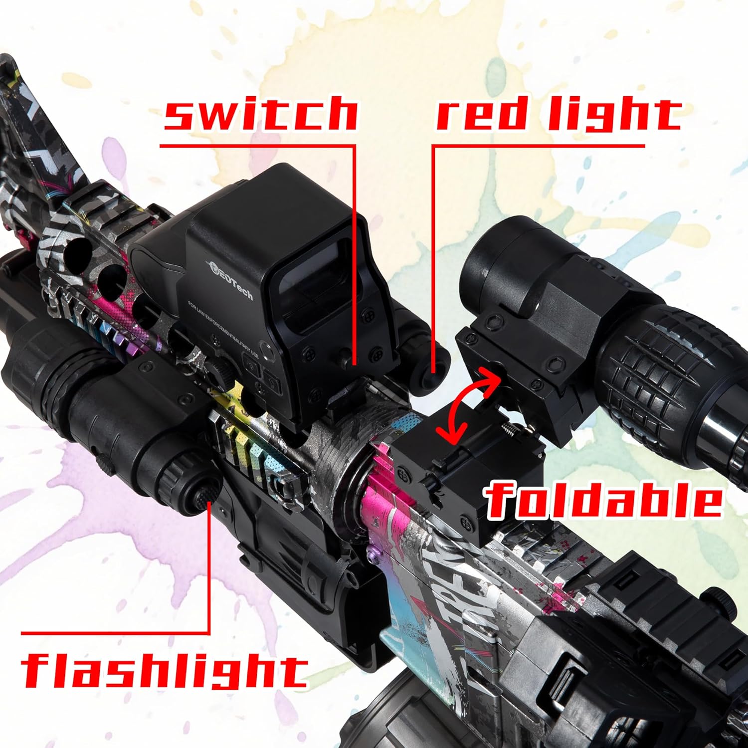 EMERBU Splat Gel Orby Blaster M4A1 of EMERBU Lite Series - 7.4V Modular Rechargeable Battery - Manual and Fully Automatic - for Ages 15+ (Graffiti)